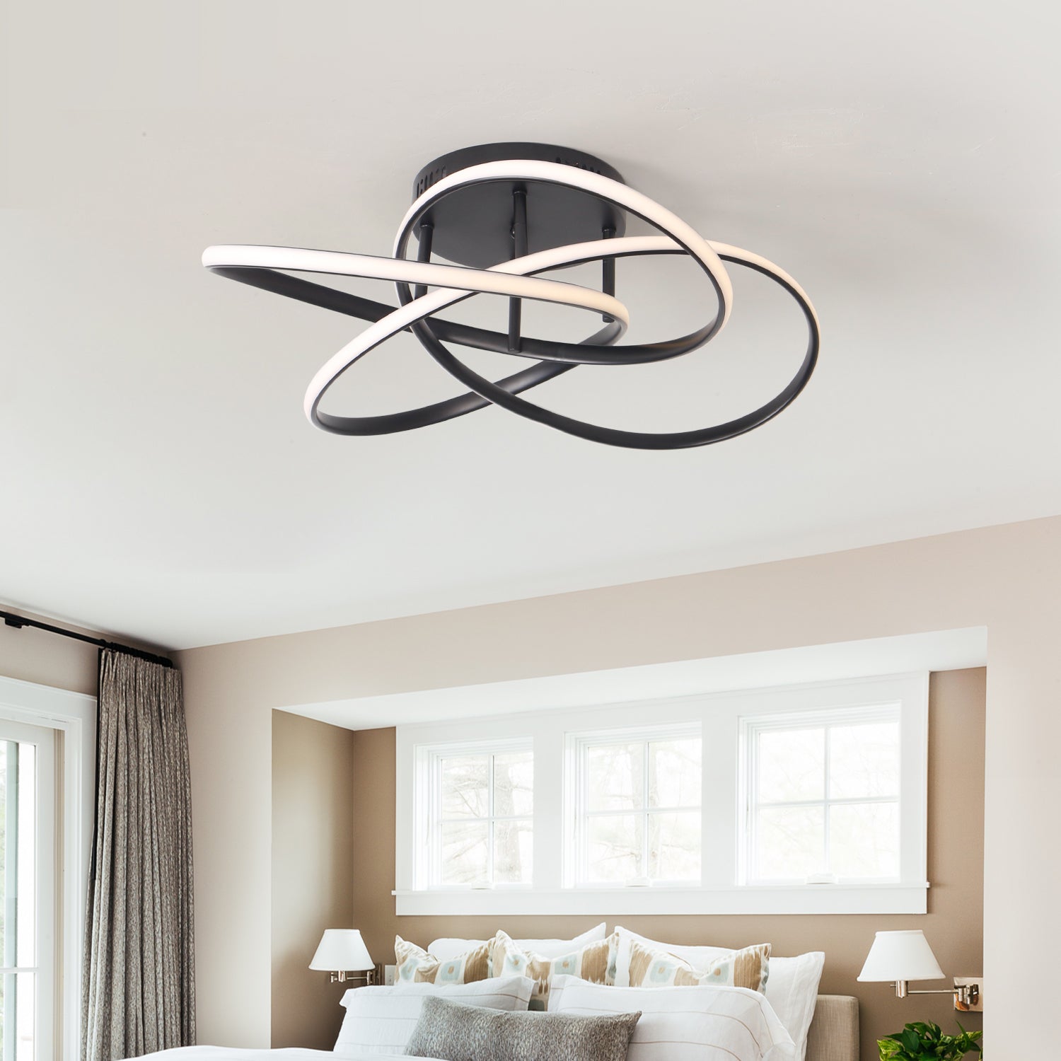 Swirl Modern LED Triac Dimmable Flush Mount for Bedroom Hallway Entrance