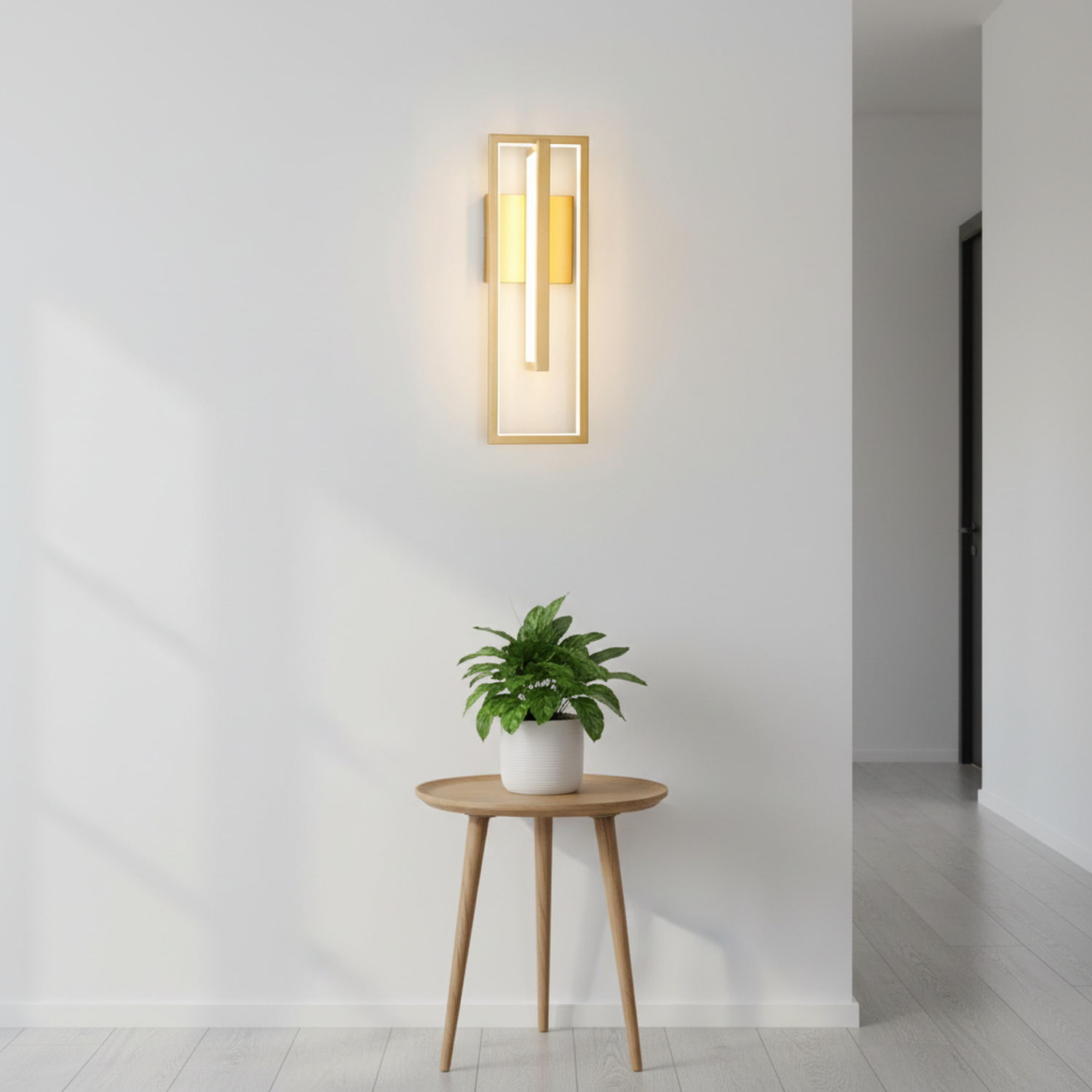 19"H Modern Dimmable LED Rectangle Black/Gold Wall Sconce