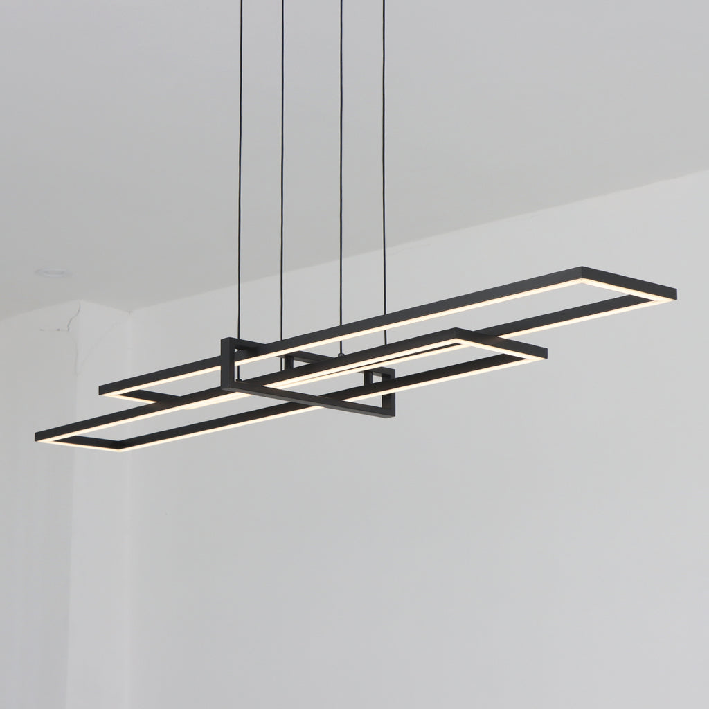 48" Black Rectangle Modern LED Dimmable Chandelier,3000K Warm Light