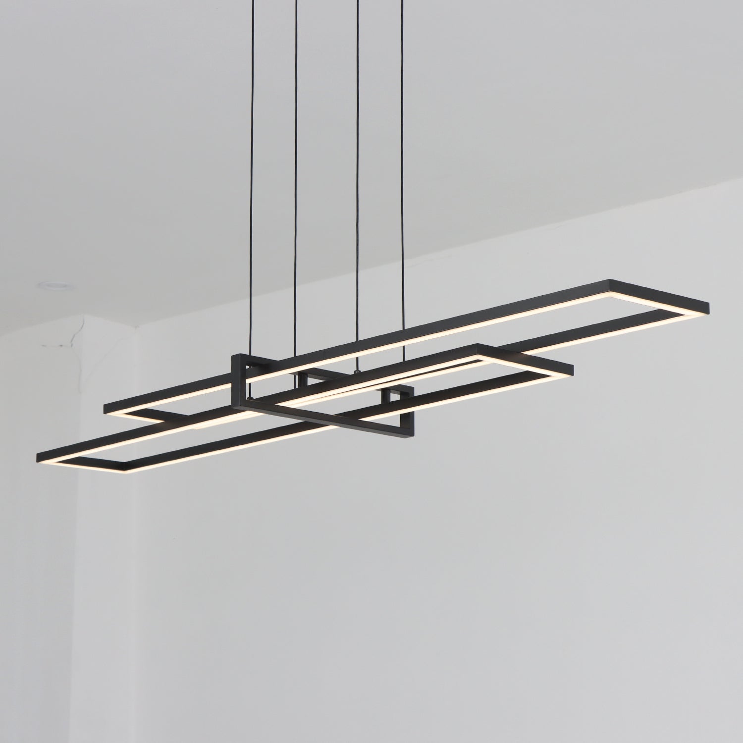 48" Black Rectangle Modern LED Dimmable Chandelier,3000K Warm Light