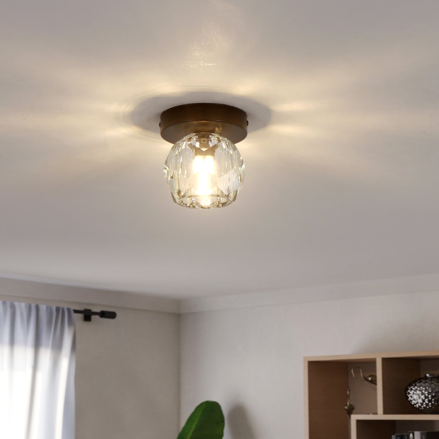 1-Lighting 4.7" Crystal Ball Shade Mini-Ceiling Light for Corridor Balcony Corner