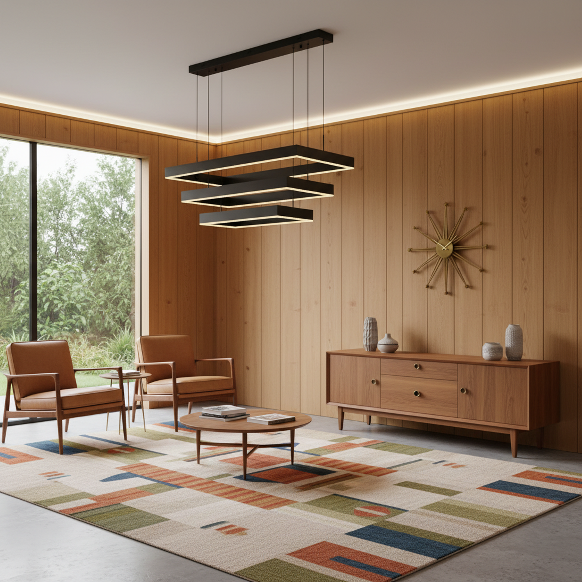 3-Lights 39 in. Rectangular Dimmable Integrated LED Chandelier