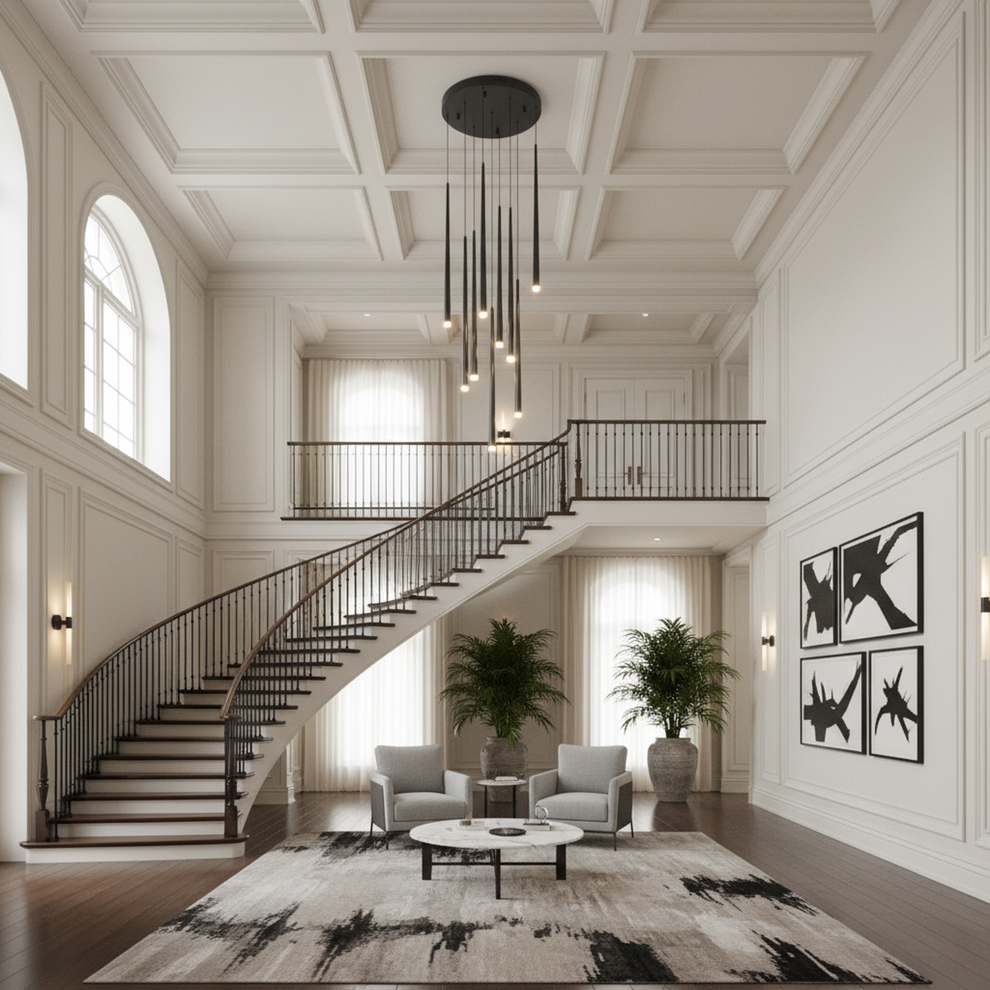 Black Cone Modern LED 3000K Chandelier with Triac Dimmablefor Living Dining Room Kitchen Stairs