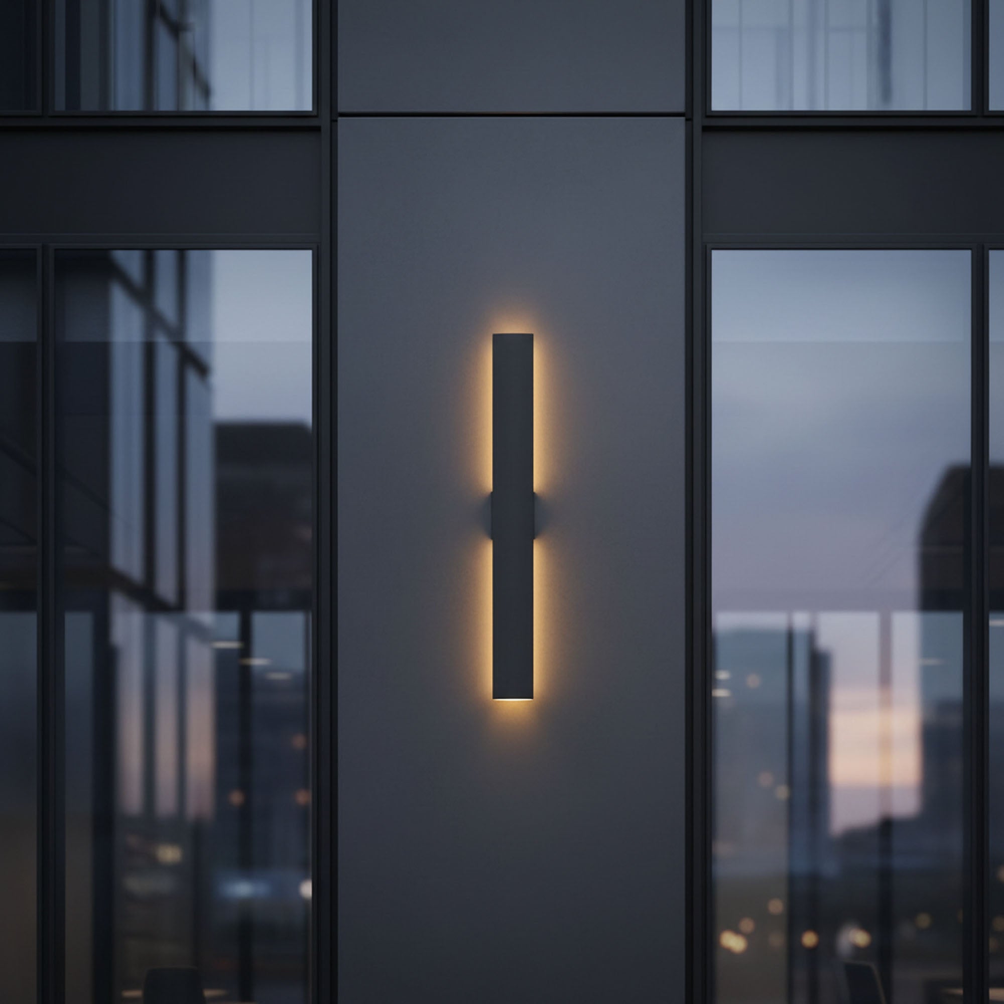 24/36 Inch Black Rectangle LED Dimmable Outdoor Wall Light