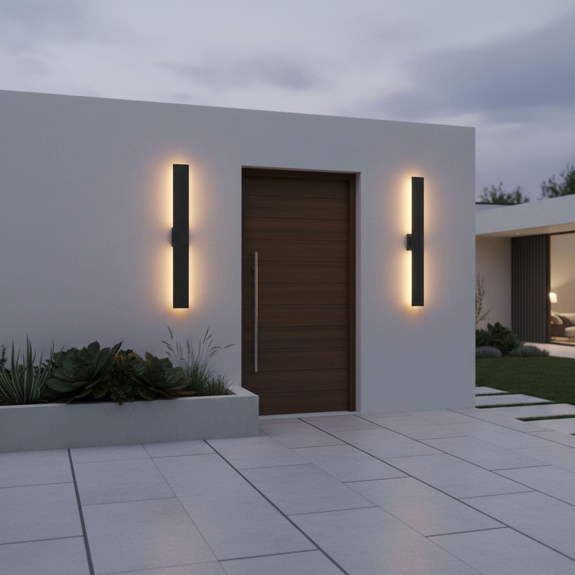 24/36 Inch Black Rectangle LED Dimmable Outdoor Wall Light