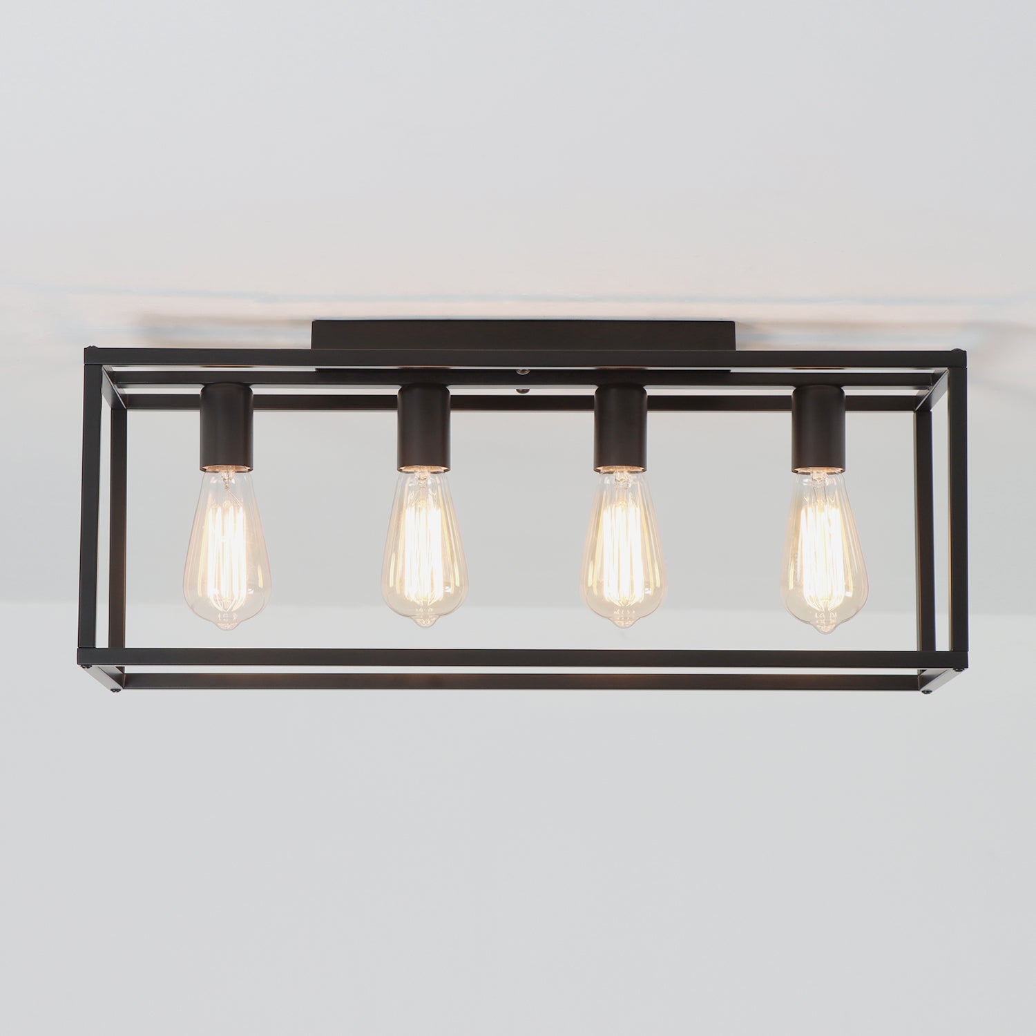 4/6 Lights Vintage Farmhouse Cage Metal Flush Mount Ceiling Light for Living Room Kitchen Island