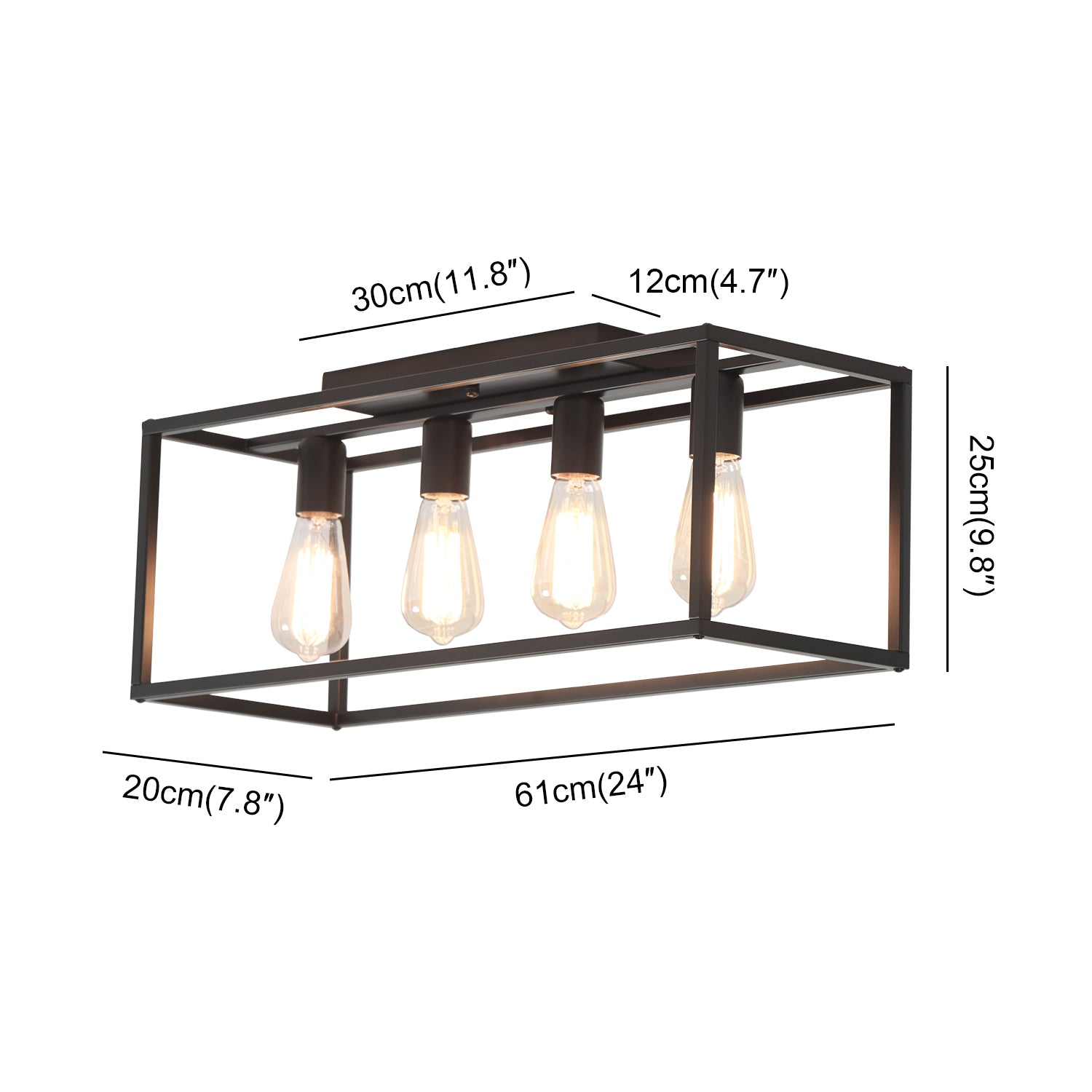 4/6 Lights Vintage Farmhouse Cage Metal Flush Mount Ceiling Light for Living Room Kitchen Island