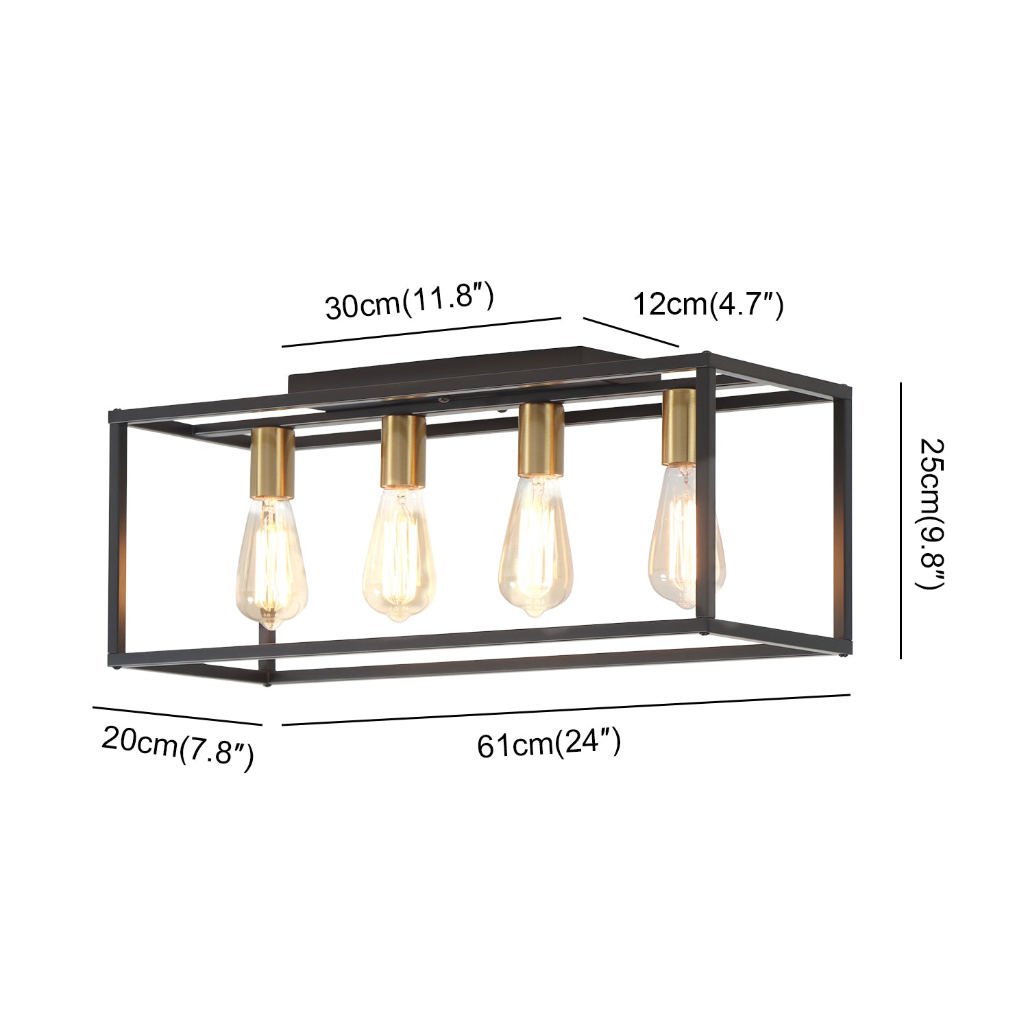 4/6 Lights Vintage Farmhouse Cage Metal Flush Mount Ceiling Light for Living Room Kitchen Island