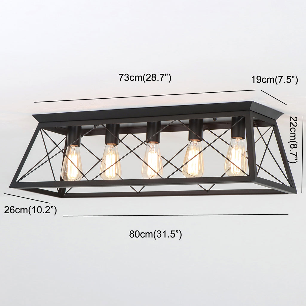 31.5 Inch 5 Lights Vintage Farmhouse Flush Mount Ceiling Fixture for Living Room Dining Room