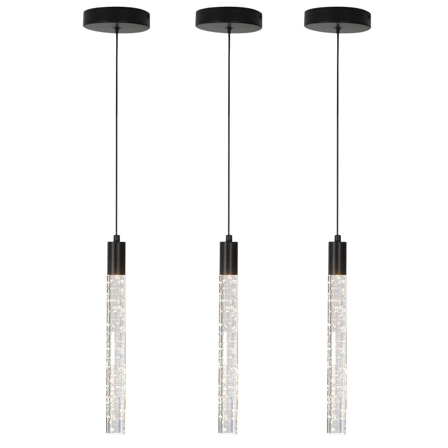Cylinder Crystal Dimmable Integrated LED Chandelier for Stairs Dining Room Hallway