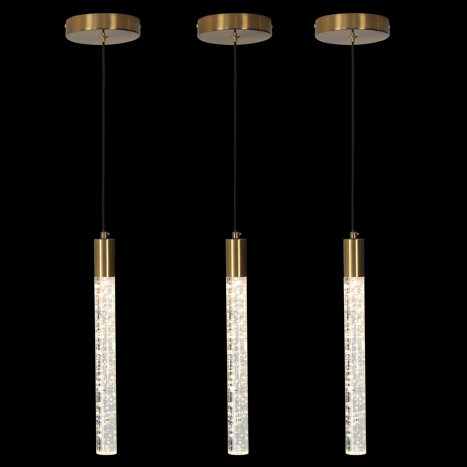 Cylinder Crystal Dimmable Integrated LED Chandelier for Stairs Dining Room Hallway