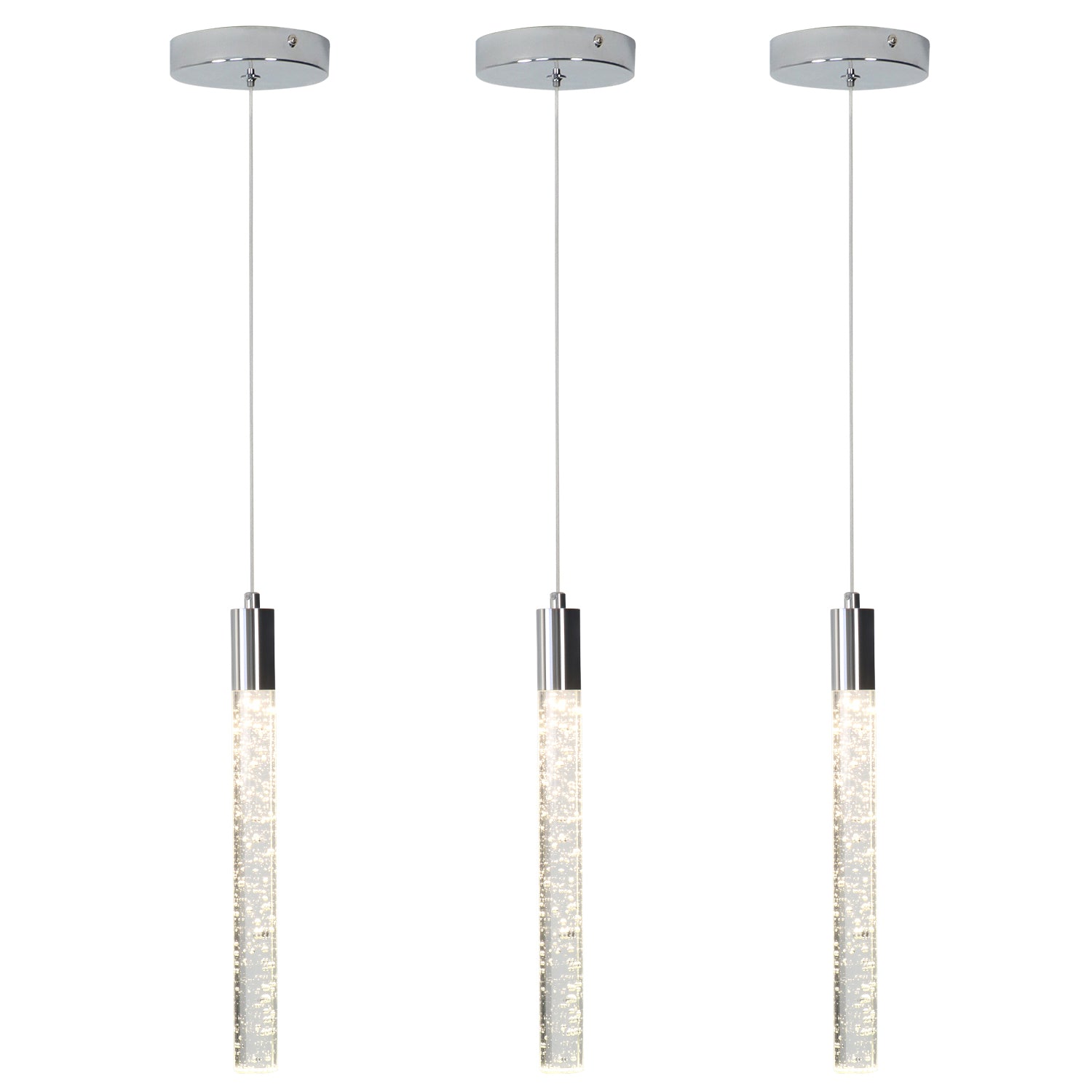 Cylinder Crystal Dimmable Integrated LED Chandelier for Stairs Dining Room Hallway