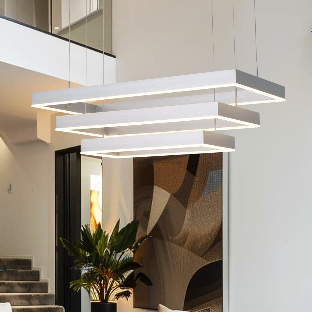 3-Lights 39 in. Rectangular Dimmable Integrated LED Chandelier
