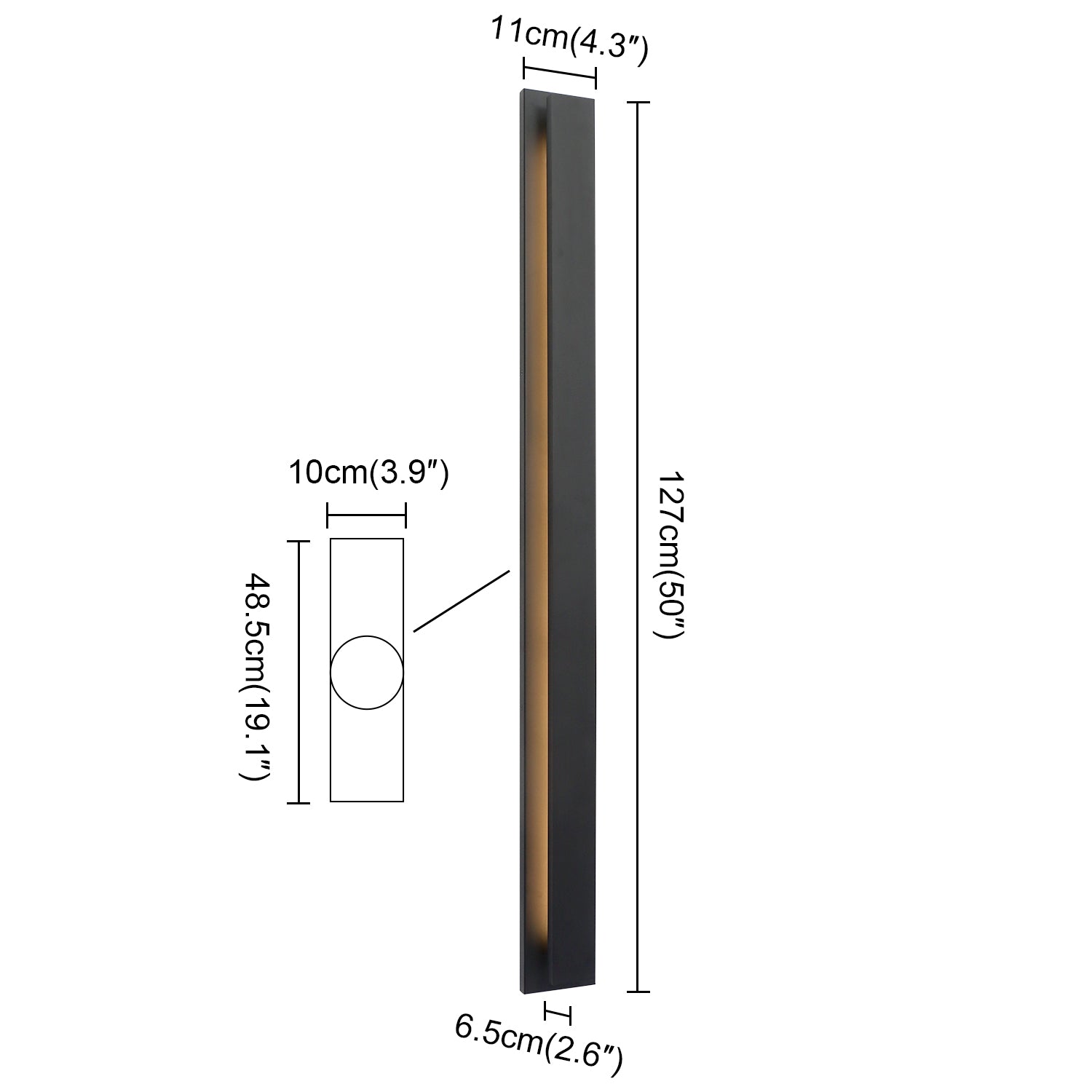 Black Rectangular Outdoor Waterproof Integrated LED Wall Sconce 3000K Warm Light