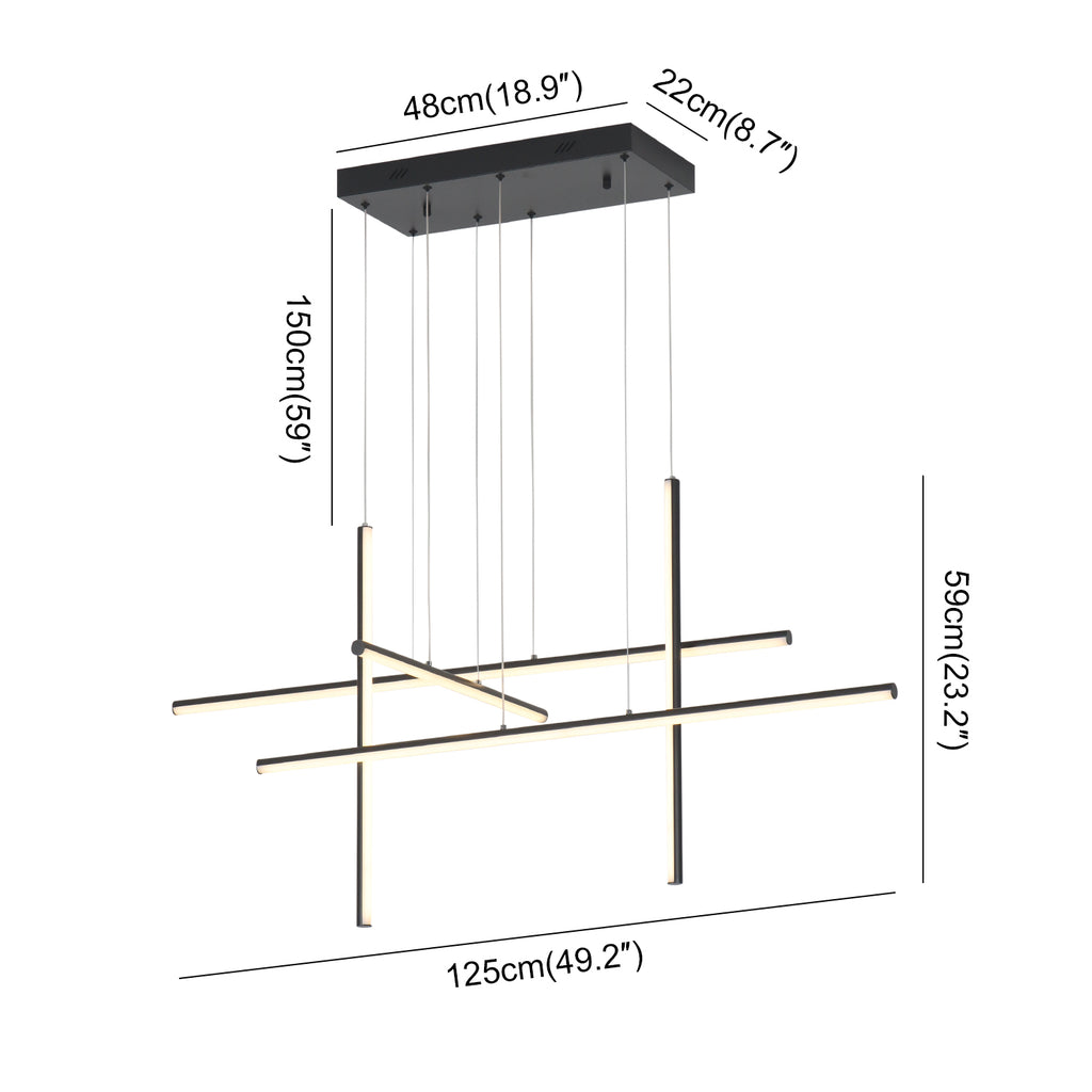 Modern Integrated LED Dimmable Linear Long Chandelier