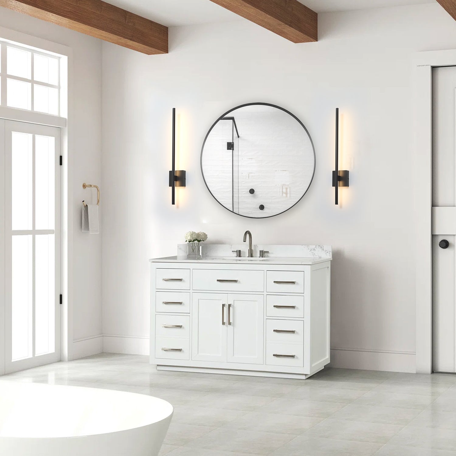 28"/36"/44" Single Cylinder Minimalist Triac Dimmable LED Black Wall Sconce