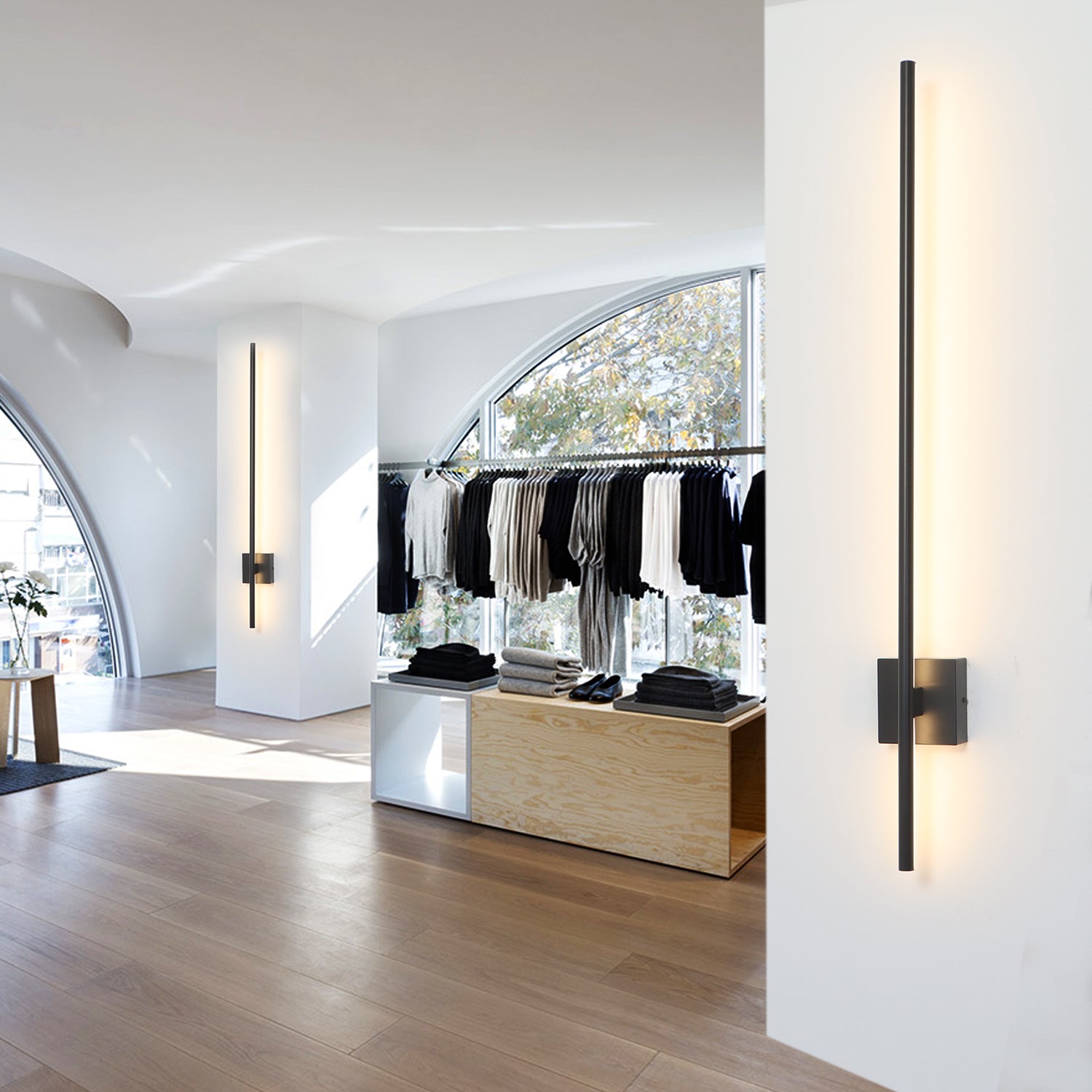 28"/36"/44" Single Cylinder Minimalist Triac Dimmable LED Black Wall Sconce