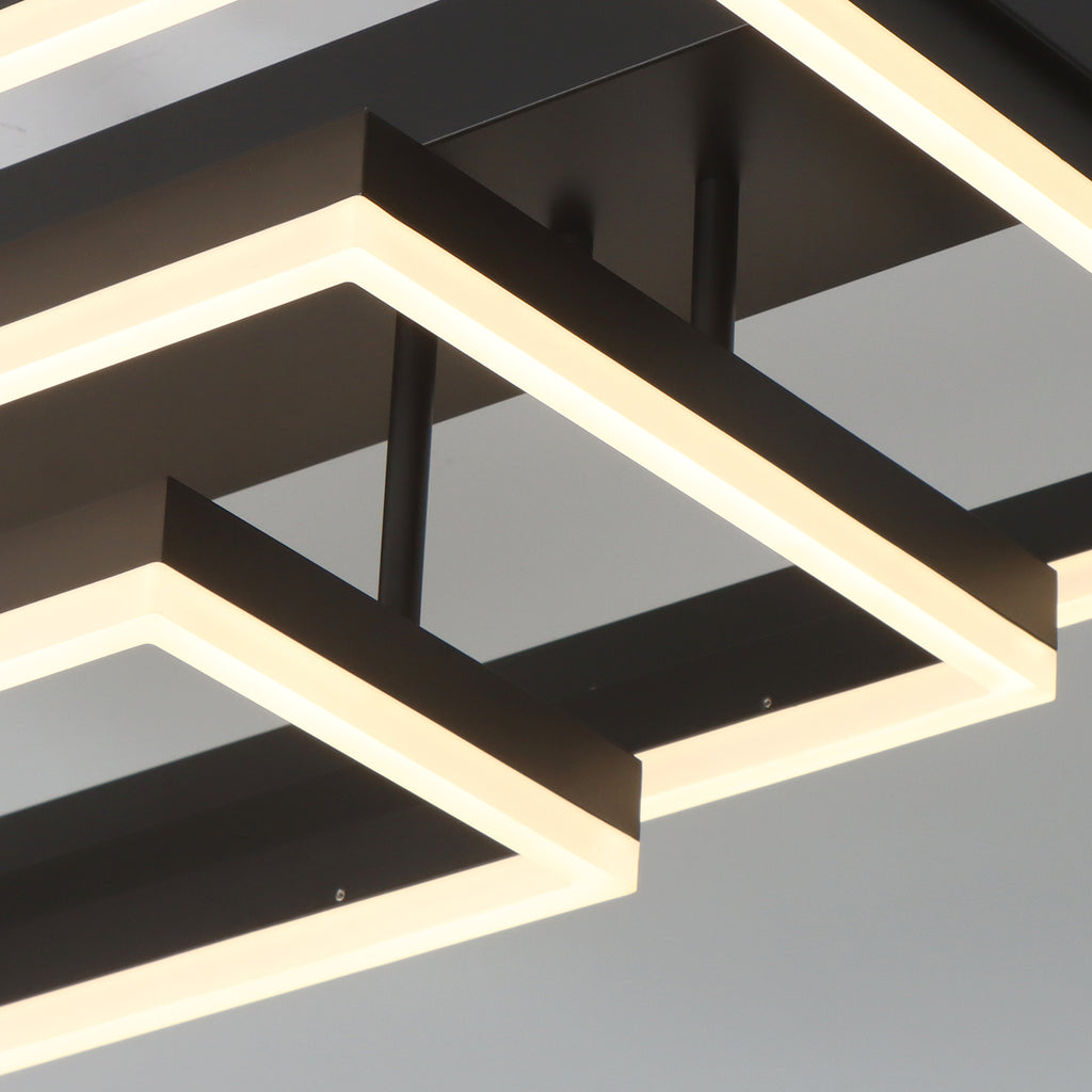 Rectangular BlacK Integrated LED Dimmable Flush Mount Ceiling Light