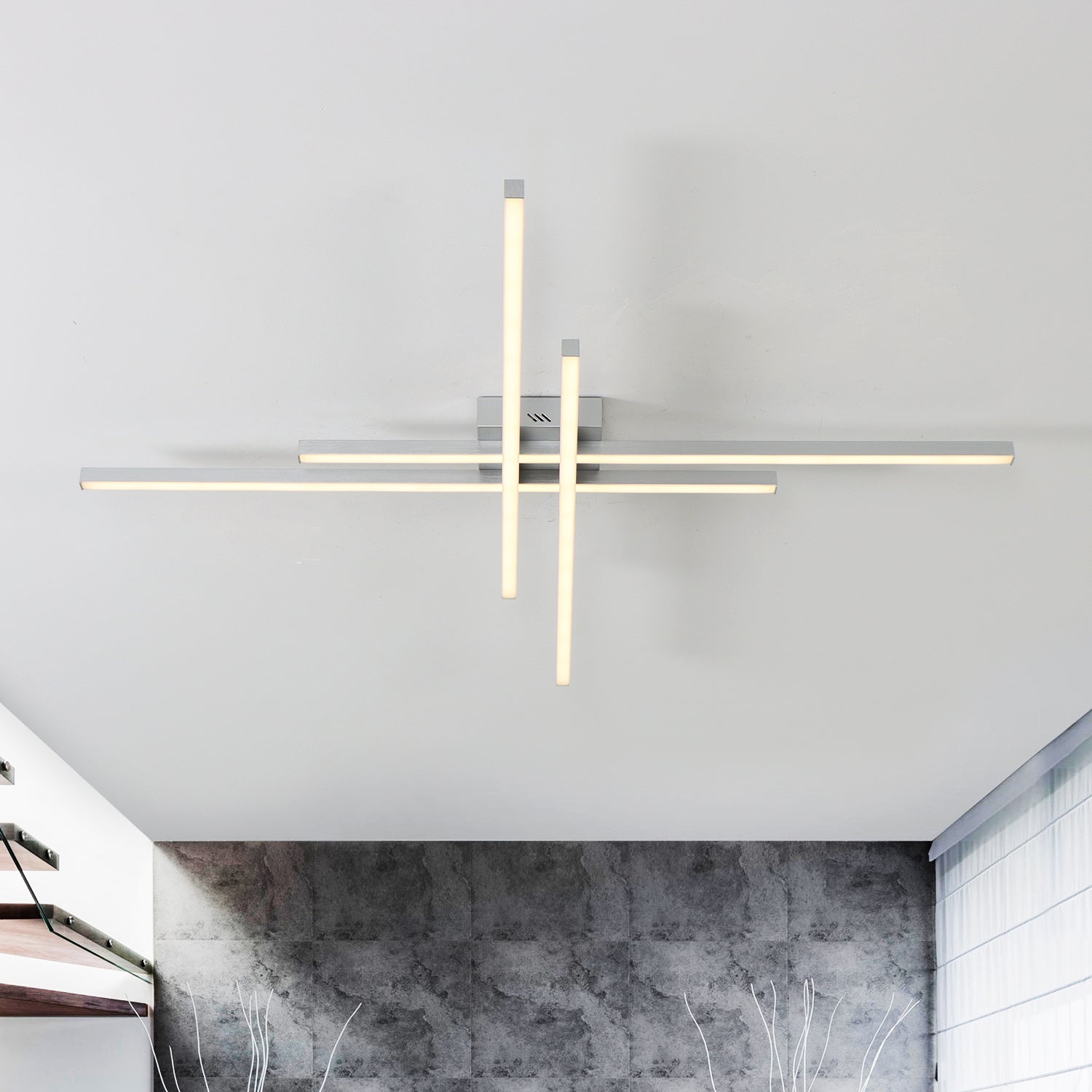 4-Lights Linear Modern LED Dimmable Flush Mount with Remote Control