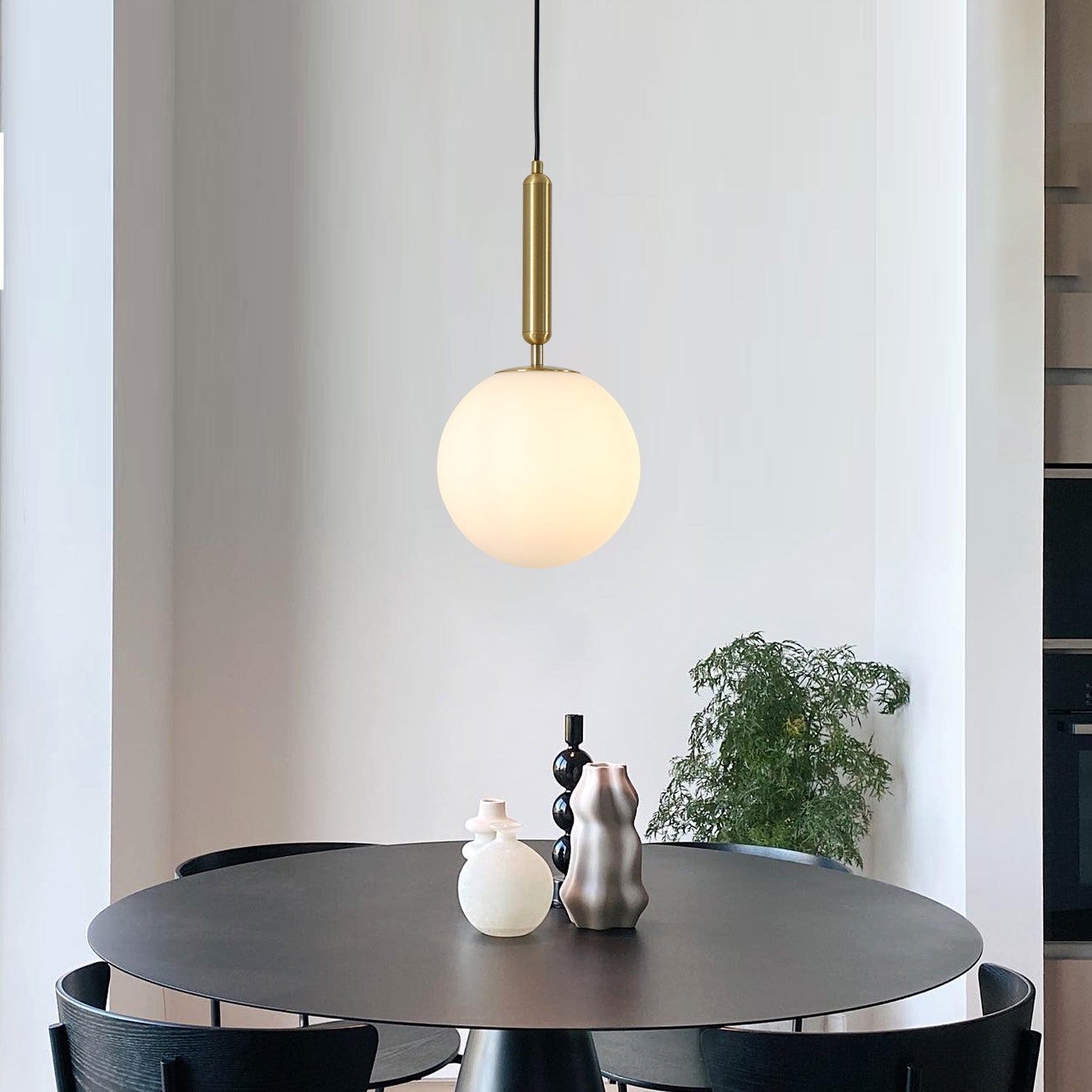 8 In. 1-Light Modern Globe Glass Shade Mini-Pendant Light with E12 Base