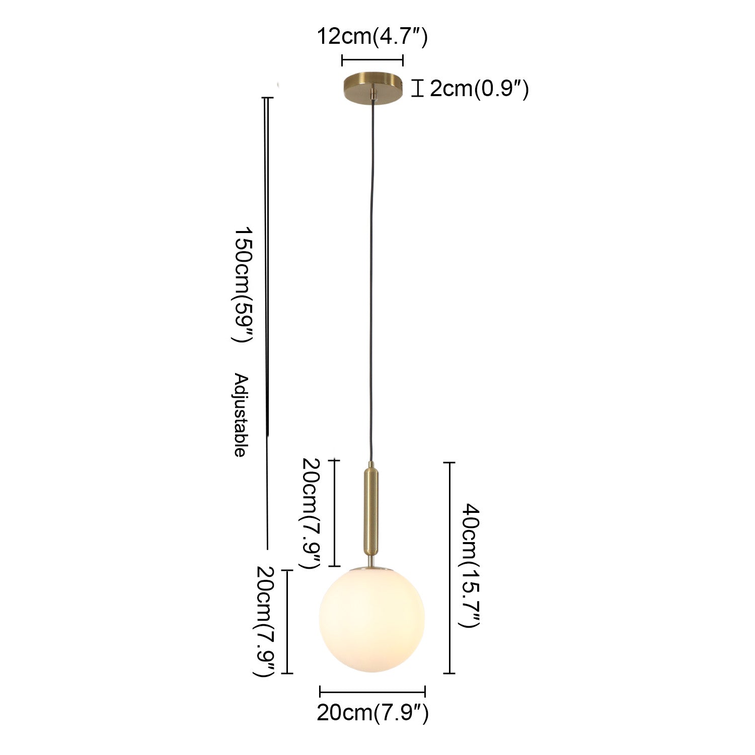 8 In. 1-Light Modern Globe Glass Shade Mini-Pendant Light with E12 Base