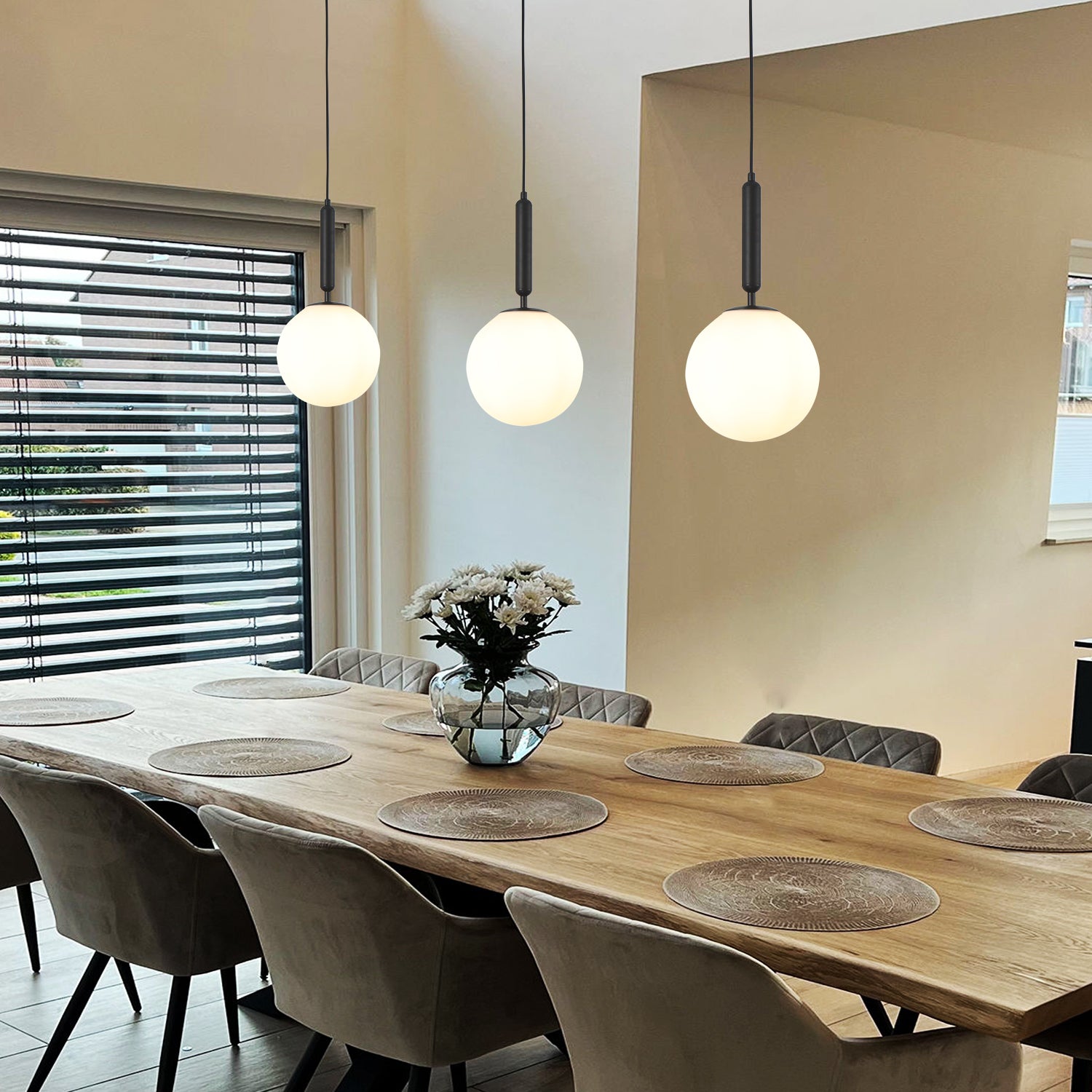 8 In. 1-Light Modern Globe Glass Shade Mini-Pendant Light with E12 Base