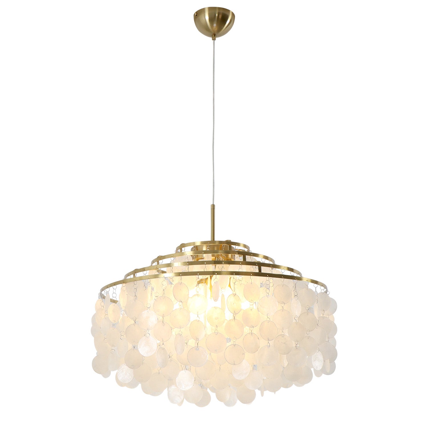 Capiz 1/3/6 Lights Shell Brass Chandelier with E12 Bulb Base