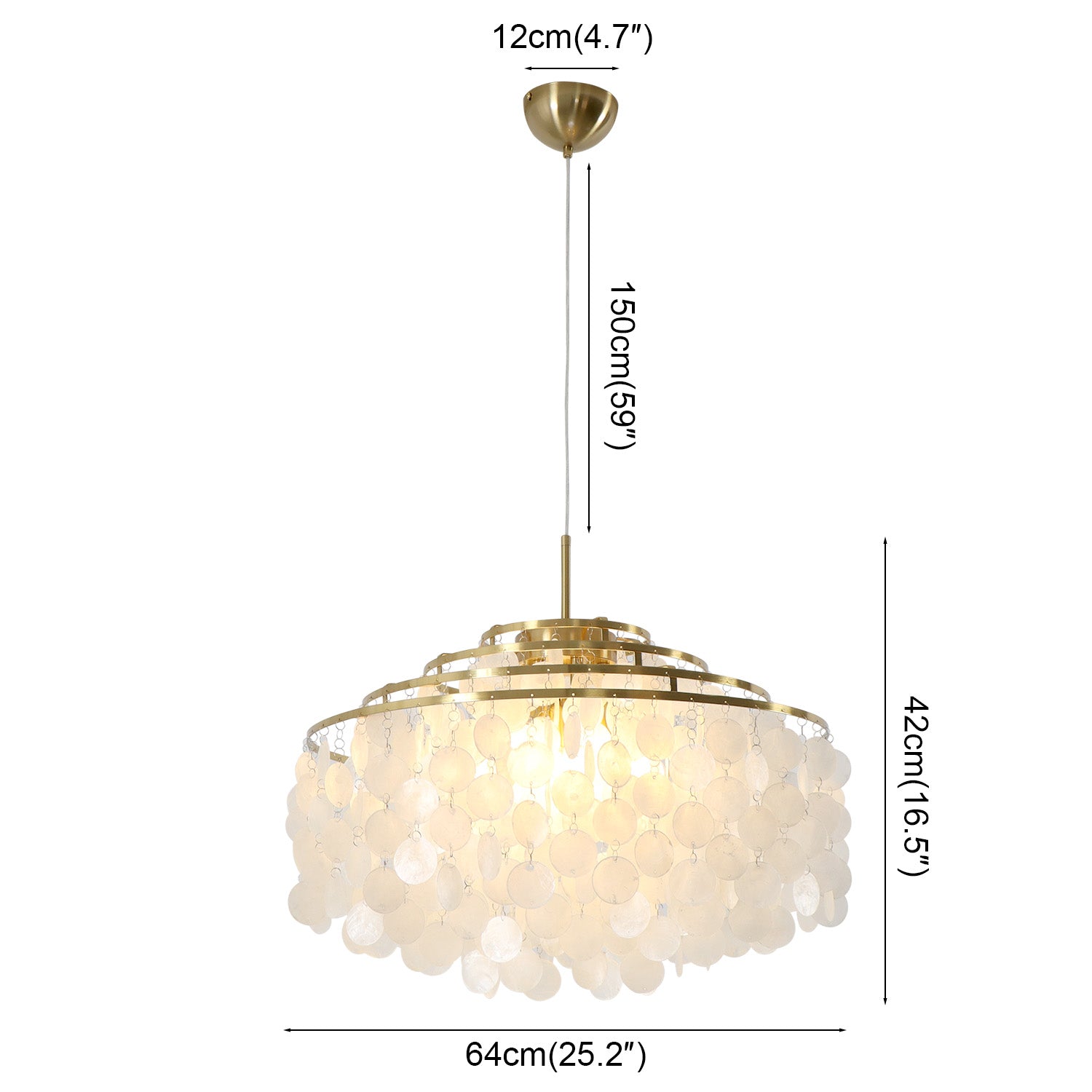 Capiz 1/3/6 Lights Shell Brass Chandelier with E12 Bulb Base