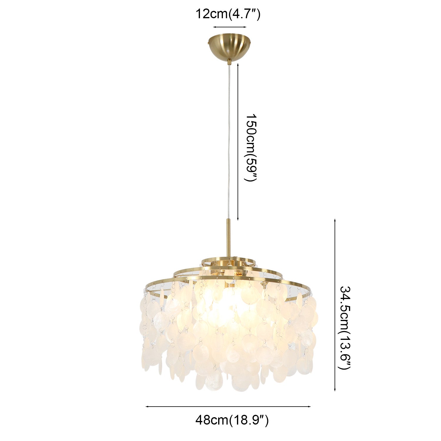 Capiz 1/3/6 Lights Shell Brass Chandelier with E12 Bulb Base