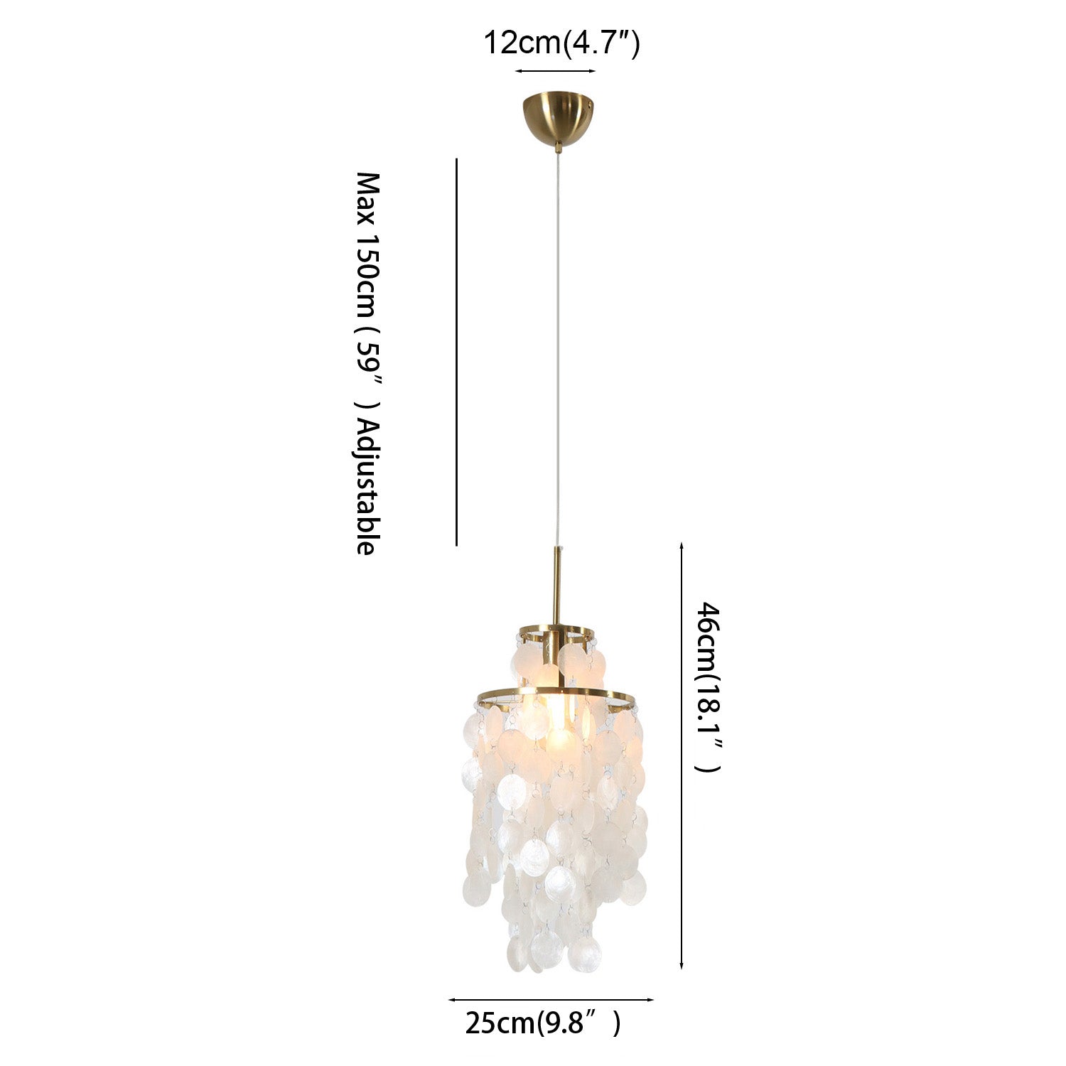 Capiz 1/3/6 Lights Shell Brass Chandelier with E12 Bulb Base