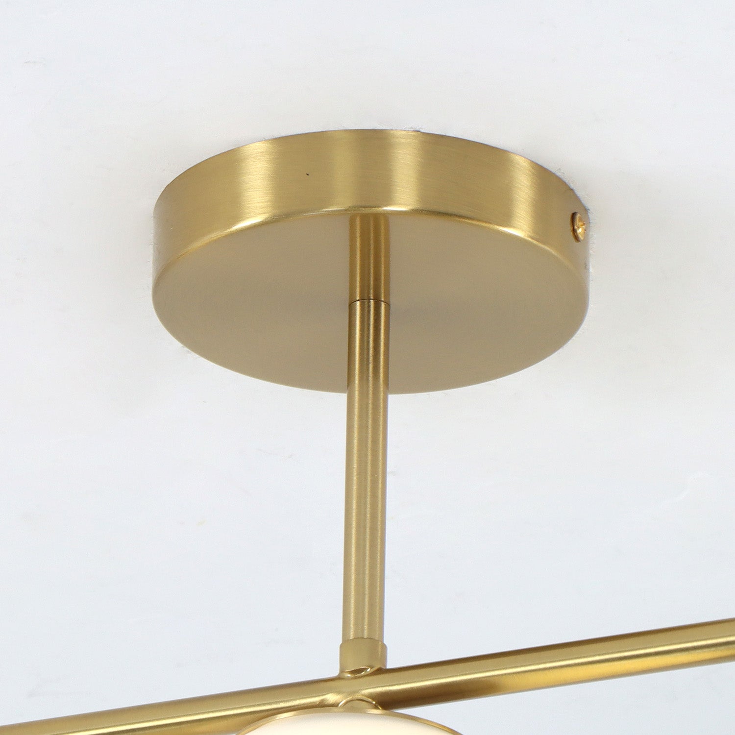 27.3" 3 Lights White Globe Glass Shade Linear Flush Mount for Dining Room Hallway