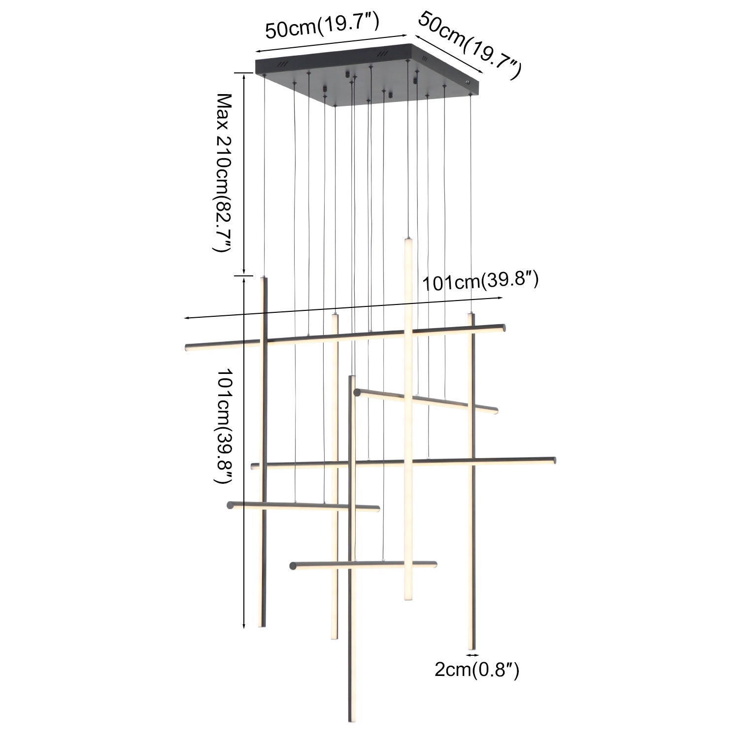 Modern Integrated LED Dimmable Linear Long Chandelier
