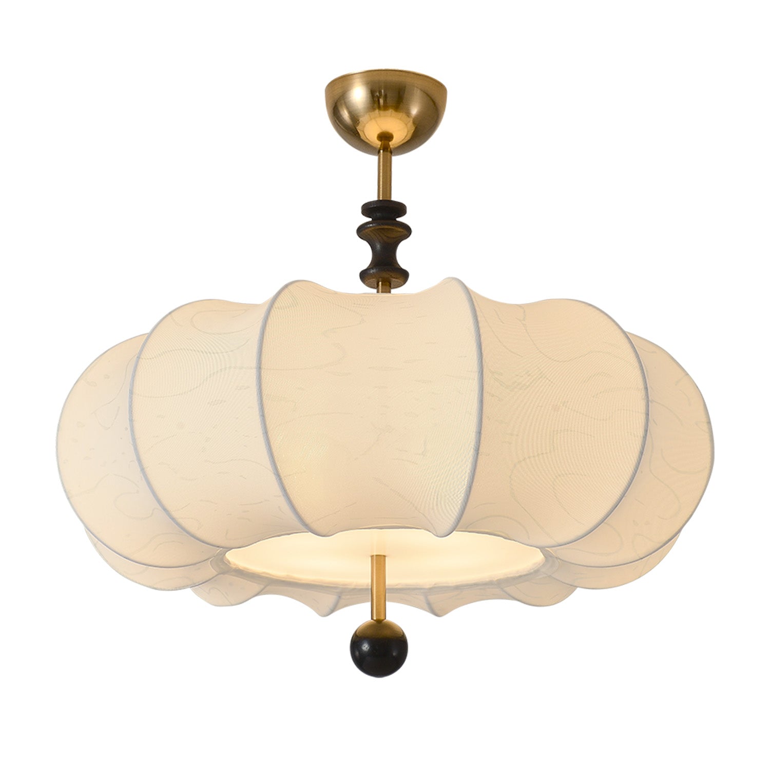 4/5 Lights Bronze Antique Drum Shape Hanging Chandelier with White Fabric Shade