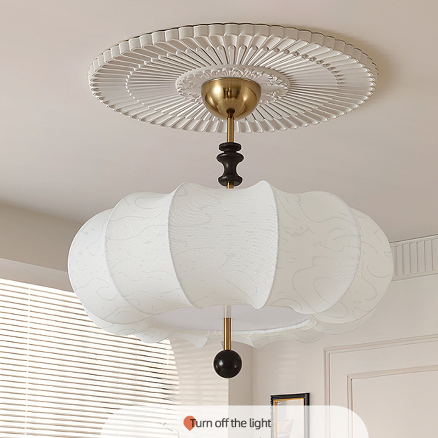 4/5 Lights Bronze Antique Drum Shape Hanging Chandelier with White Fabric Shade