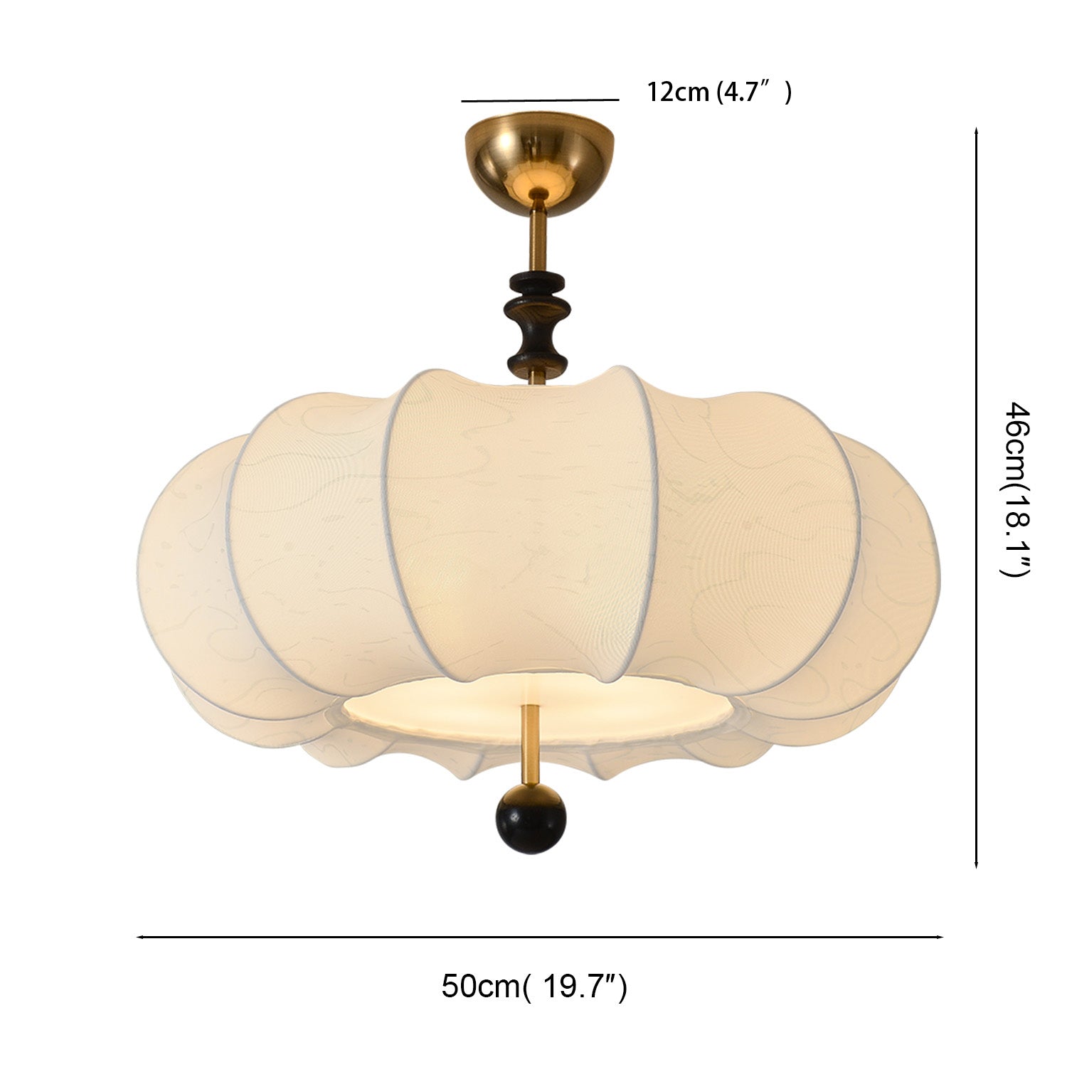 4/5 Lights Bronze Antique Drum Shape Hanging Chandelier with White Fabric Shade