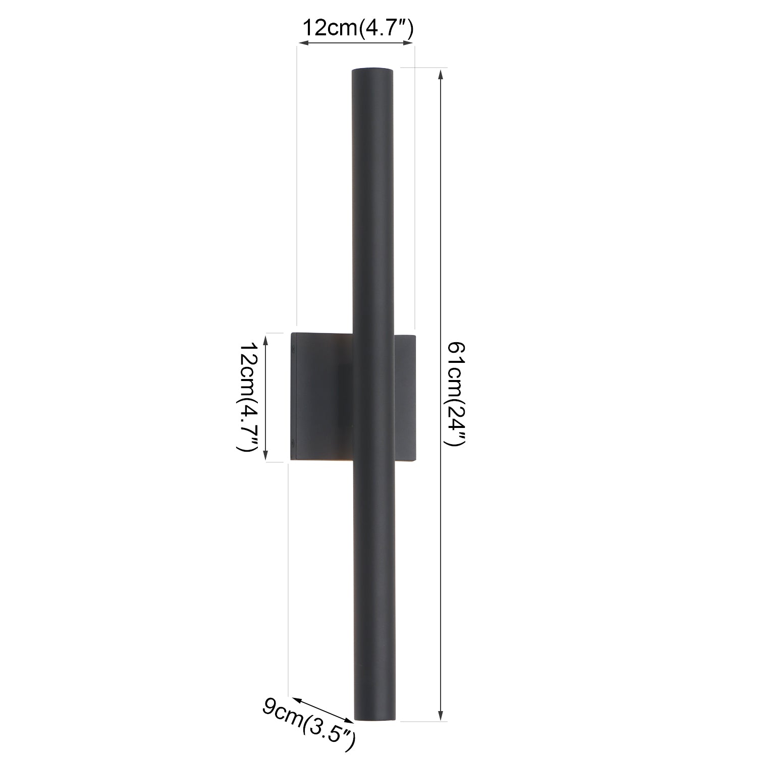 Cylinder Outdoor Minimalist Linear Black LED Wall Sconce