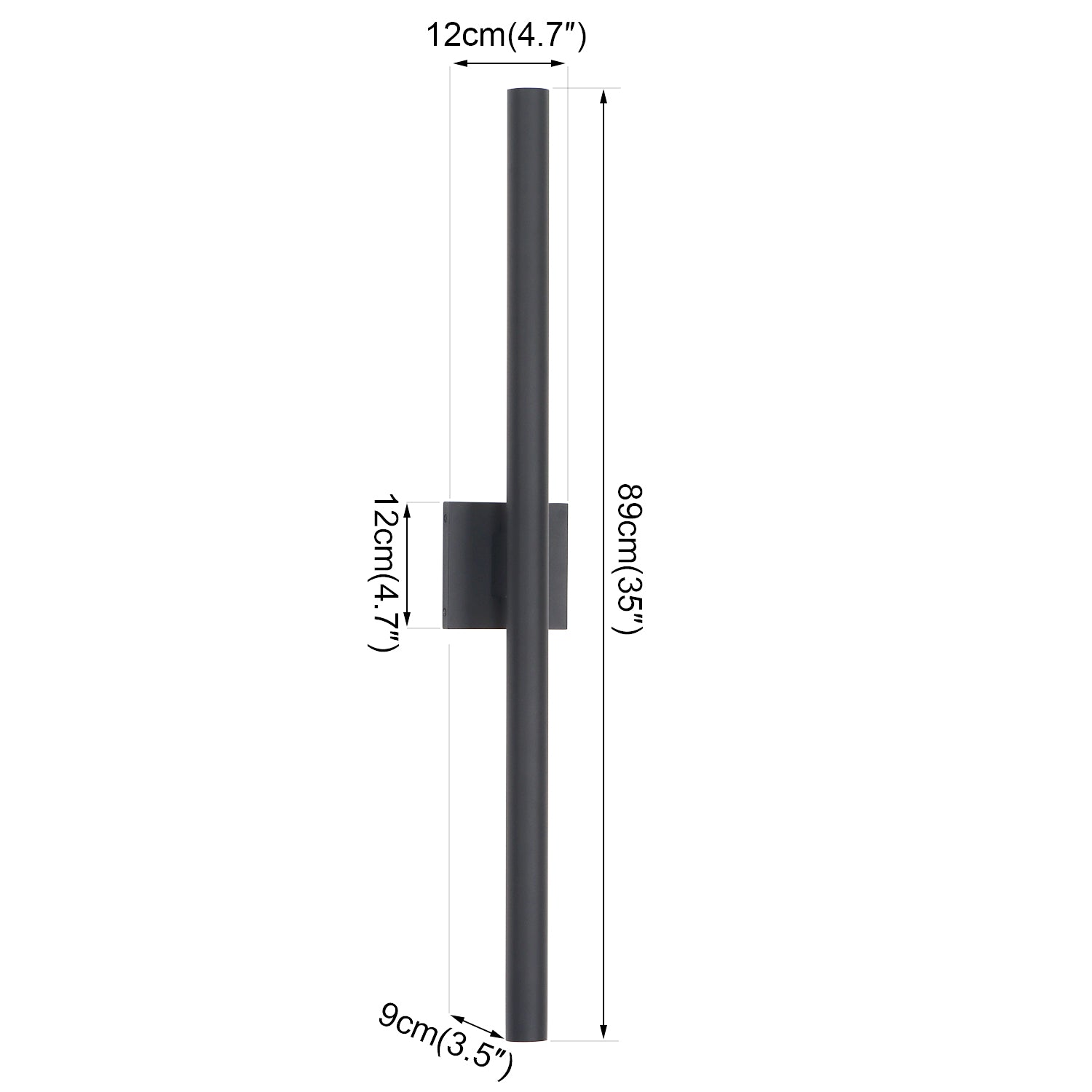 Cylinder Outdoor Minimalist Linear Black LED Wall Sconce