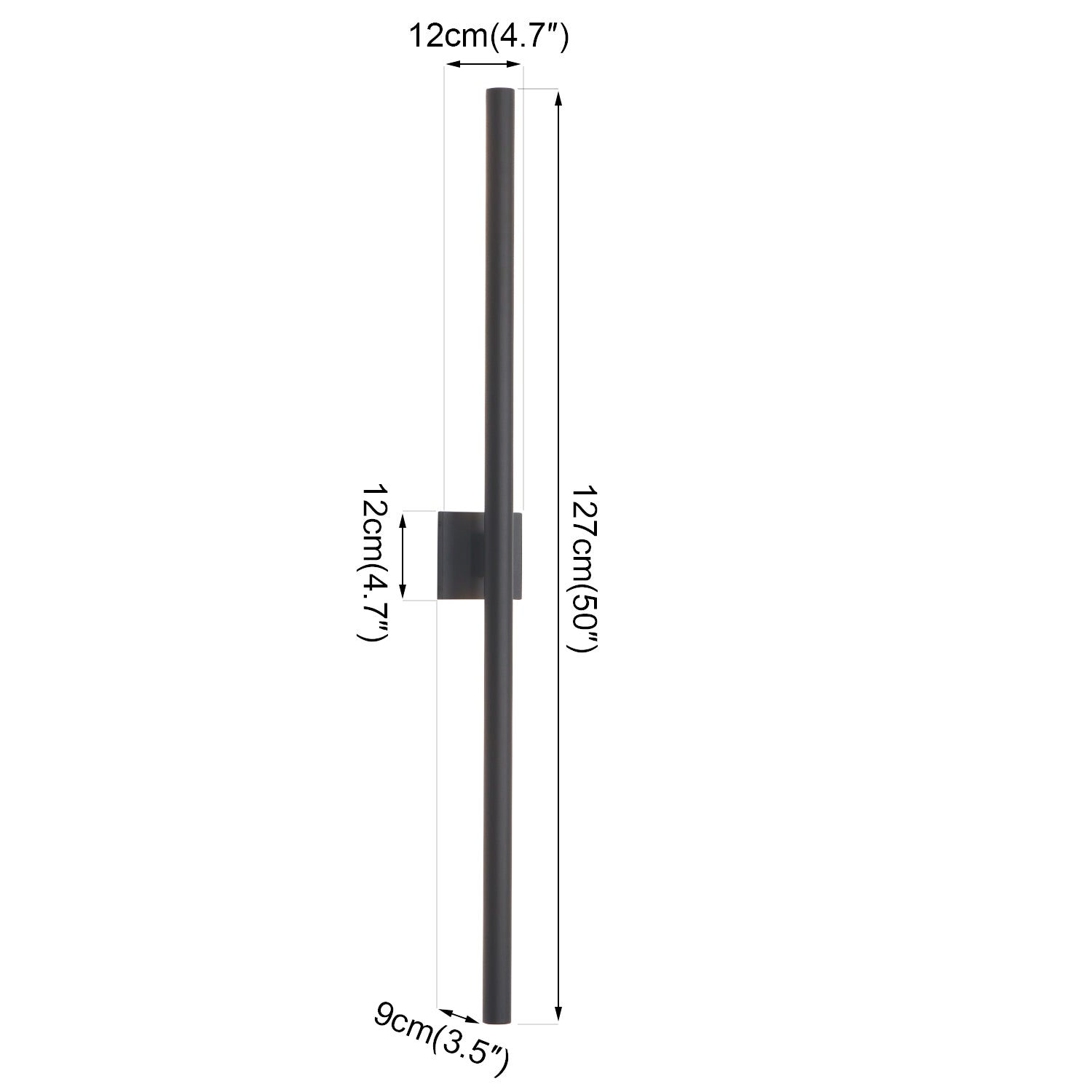 Cylinder Outdoor Minimalist Linear Black LED Wall Sconce