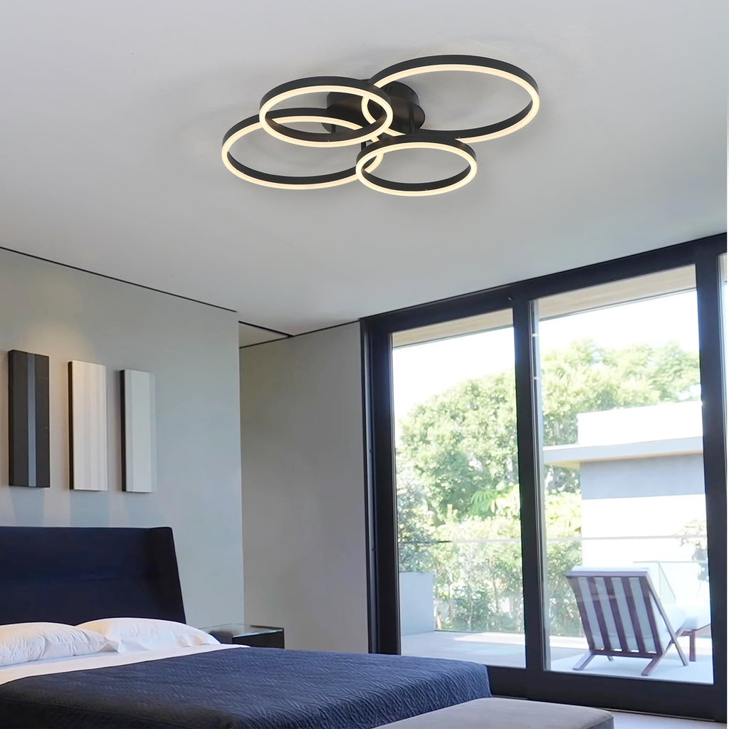 Circle Modern Integrated LED Flush Mount Ceiling Light with Remote Control