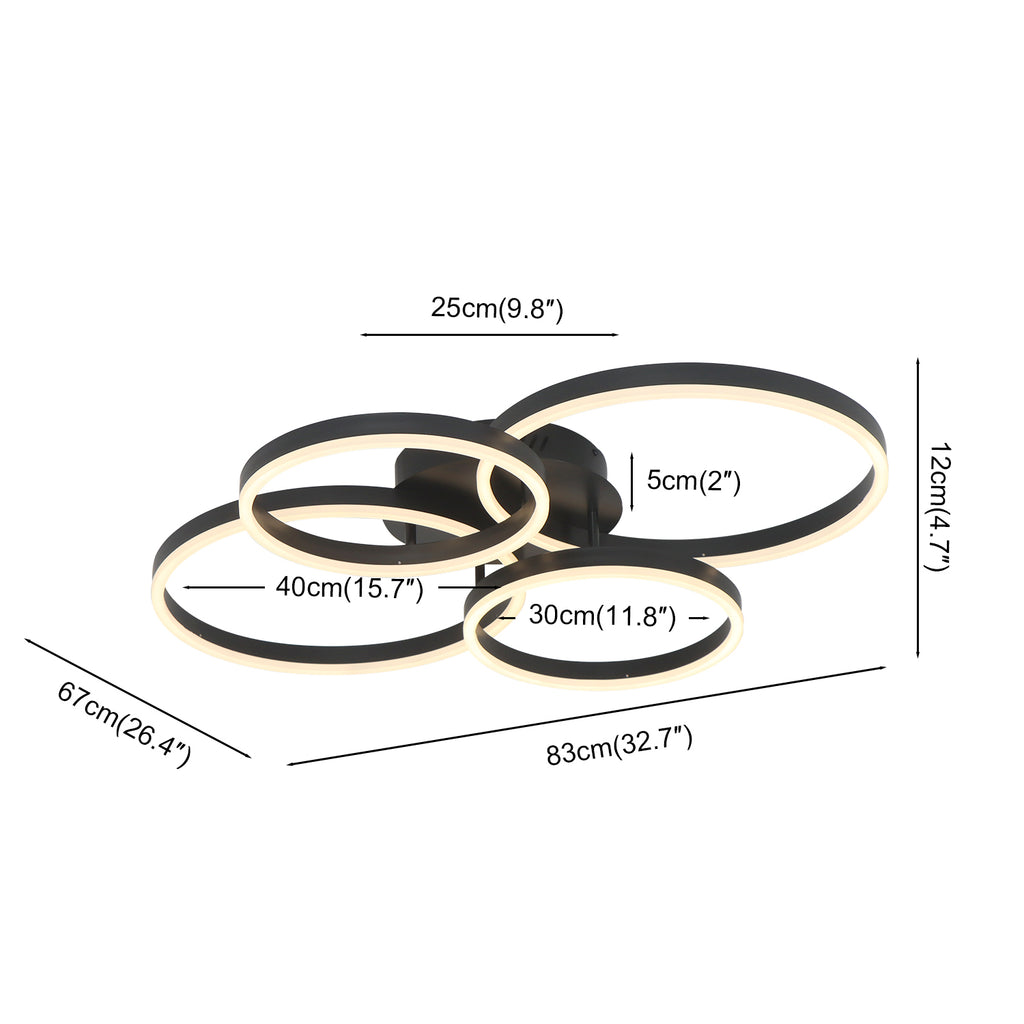 Circle Modern Integrated LED Flush Mount Ceiling Light with Remote Control