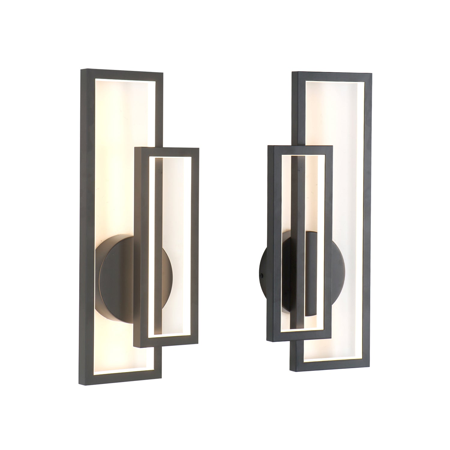 H17.7" 2-Lights Black Triac Dimmable LED Wall Sconce,2-Pack