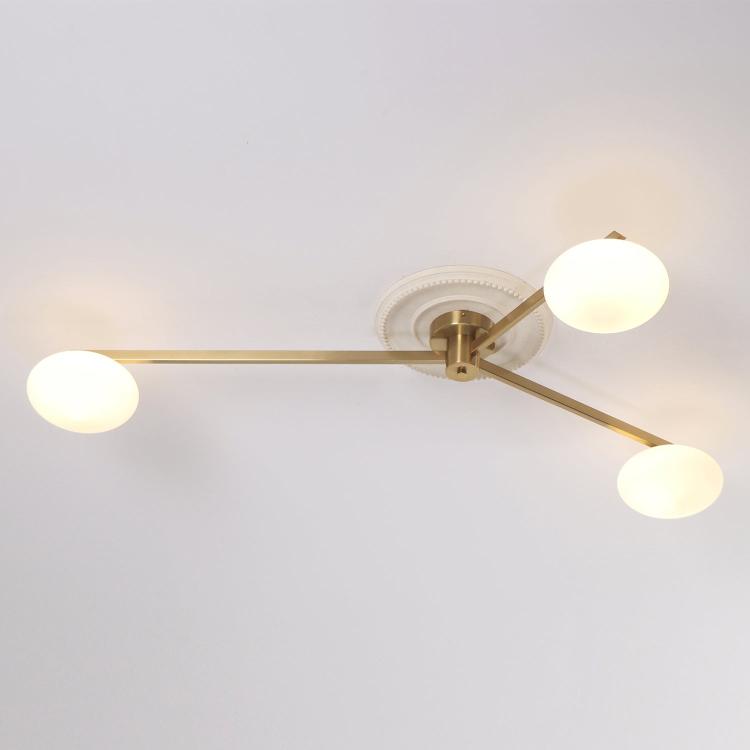 55 In. 3-Light Branch White Glass Semi-Flush Mount with G9 Bulb Base