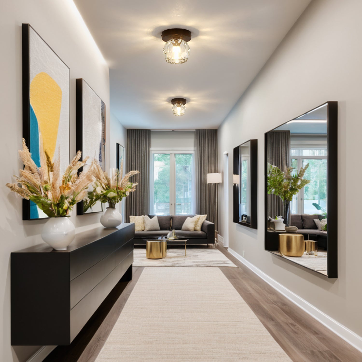 1-Lighting 4.7" Crystal Ball Shade Mini-Ceiling Light for Corridor Balcony Corner