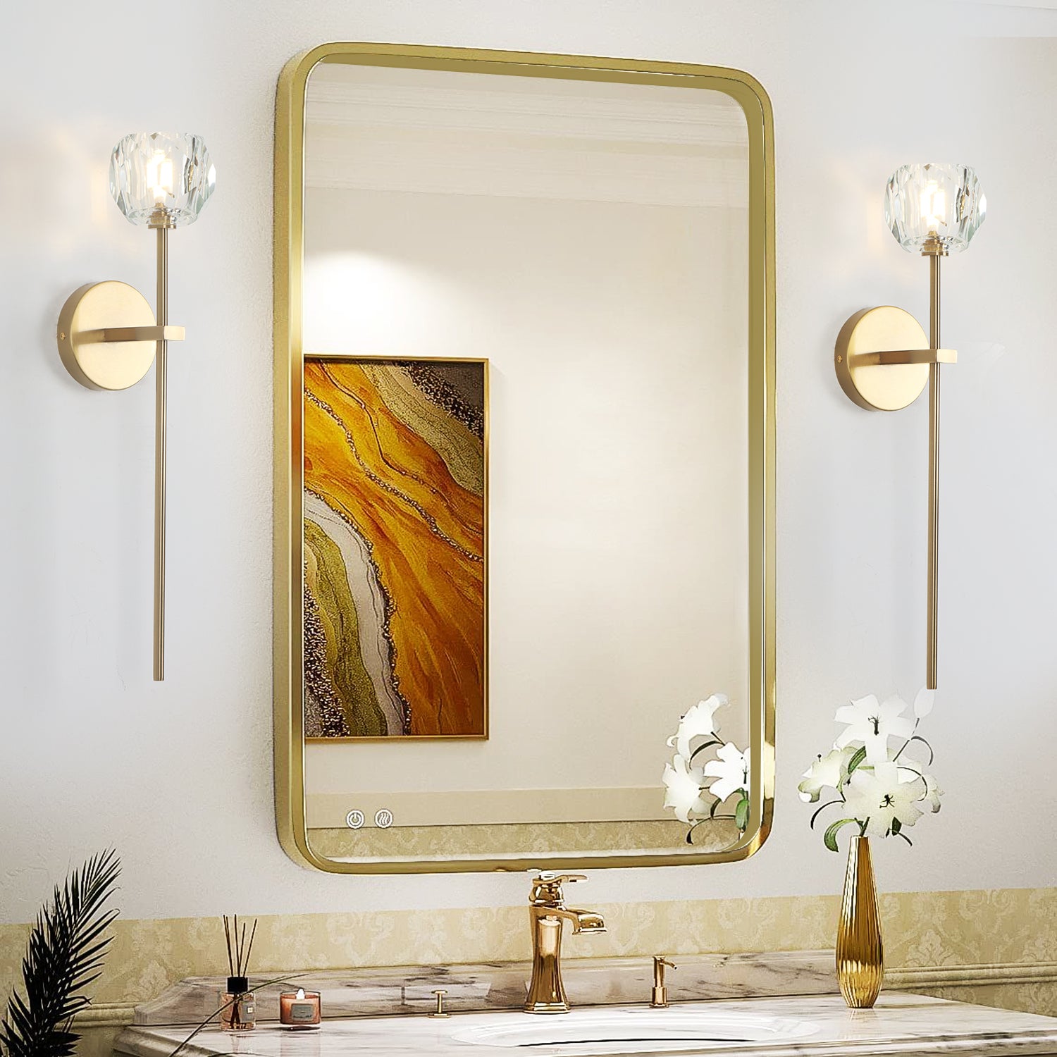 4 in. 1-Light Crystal Ball Shade Mini Wall Sconce, G9 Bulb Base, 2-Pack