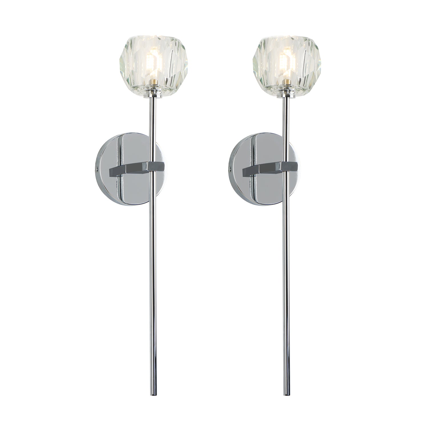 4 in. 1-Light Crystal Ball Shade Mini Wall Sconce, G9 Bulb Base, 2-Pack