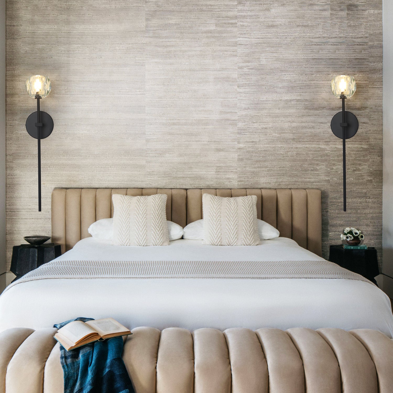 4 in. 1-Light Crystal Ball Shade Mini Wall Sconce, G9 Bulb Base, 2-Pack