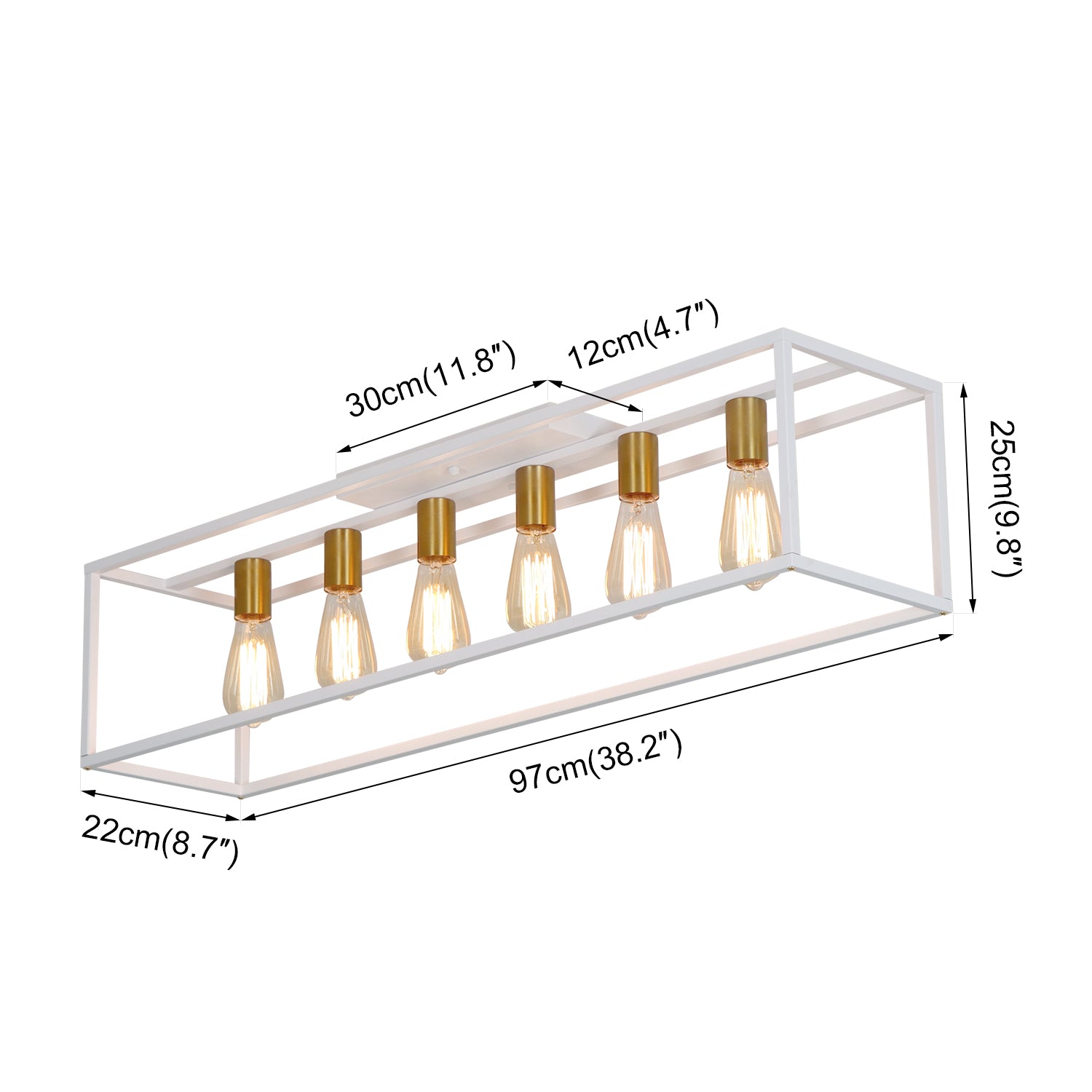 4/6 Lights Vintage Farmhouse Cage Metal Flush Mount Ceiling Light for Living Room Kitchen Island