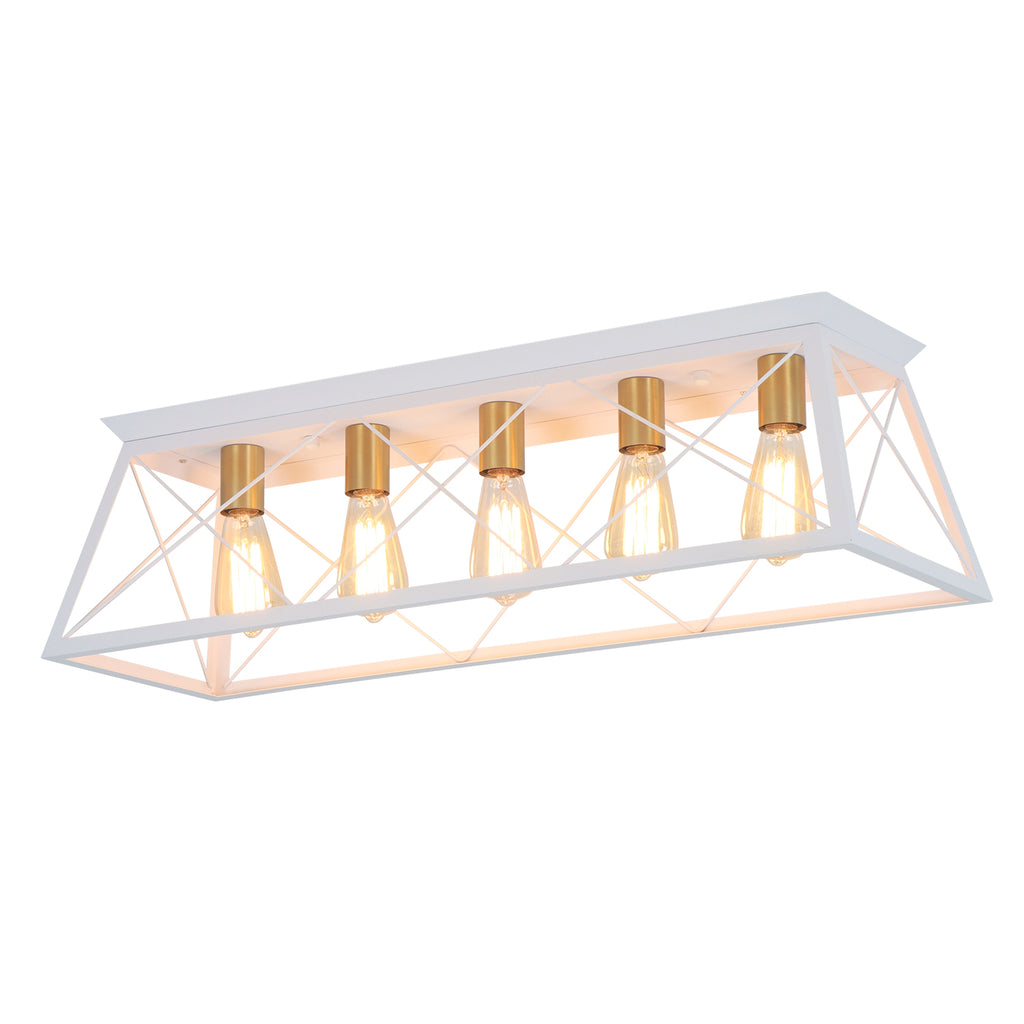 31.5 Inch 5 Lights Vintage Farmhouse Flush Mount Ceiling Fixture for Living Room Dining Room
