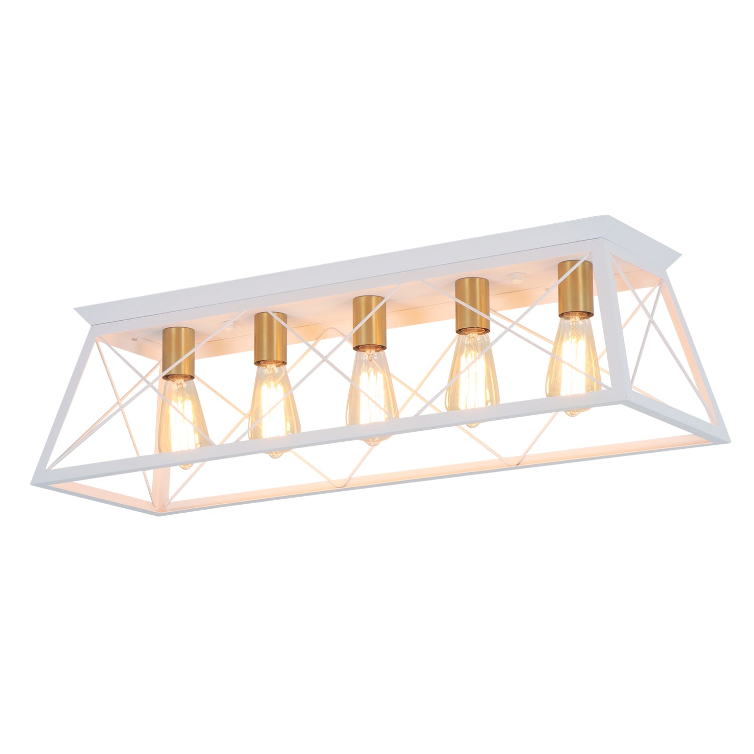 31.5 Inch 5 Lights Vintage Farmhouse Flush Mount Ceiling Fixture for Living Room Dining Room