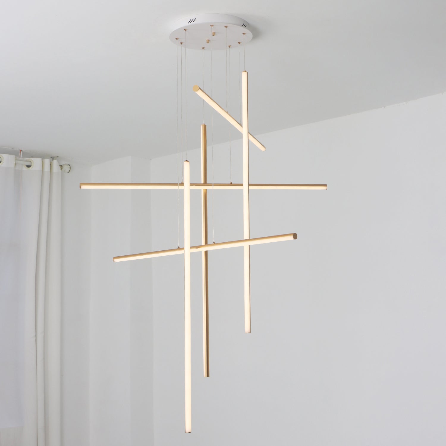 Modern Integrated LED Dimmable Linear Long Chandelier